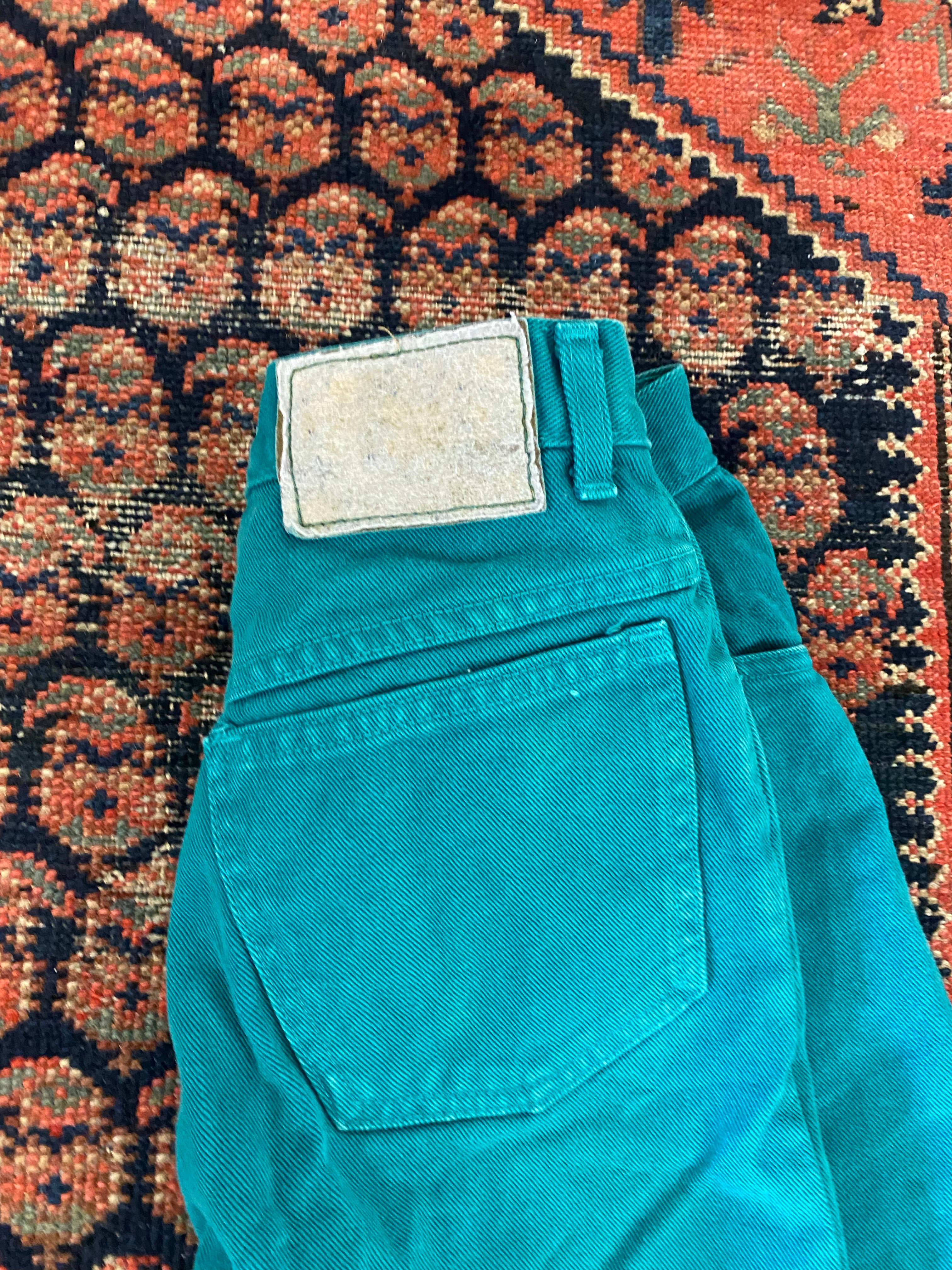 Vintage Teal High Waisted Denim Shorts - 25in