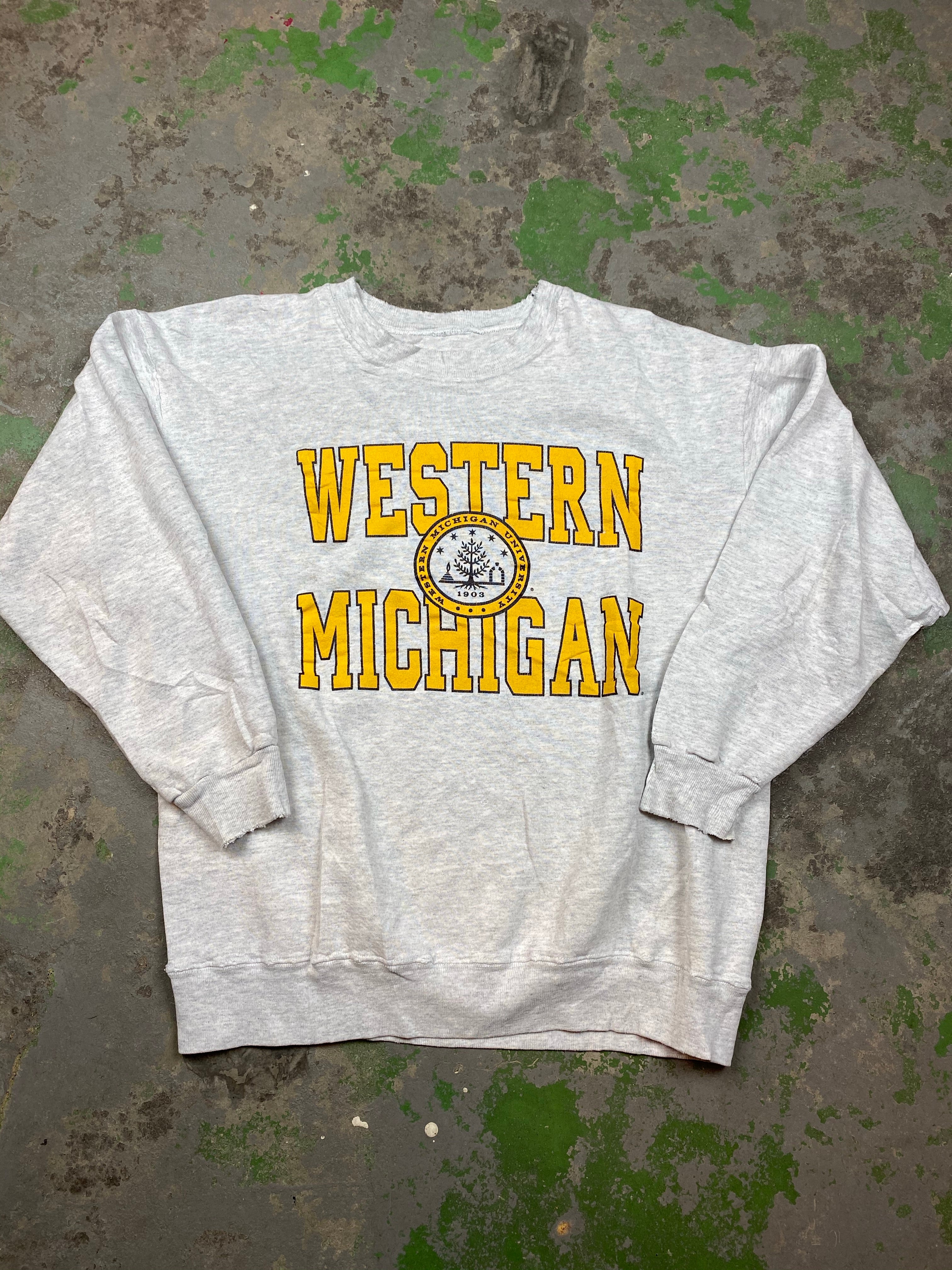 Thrashed western Michigan crewneck