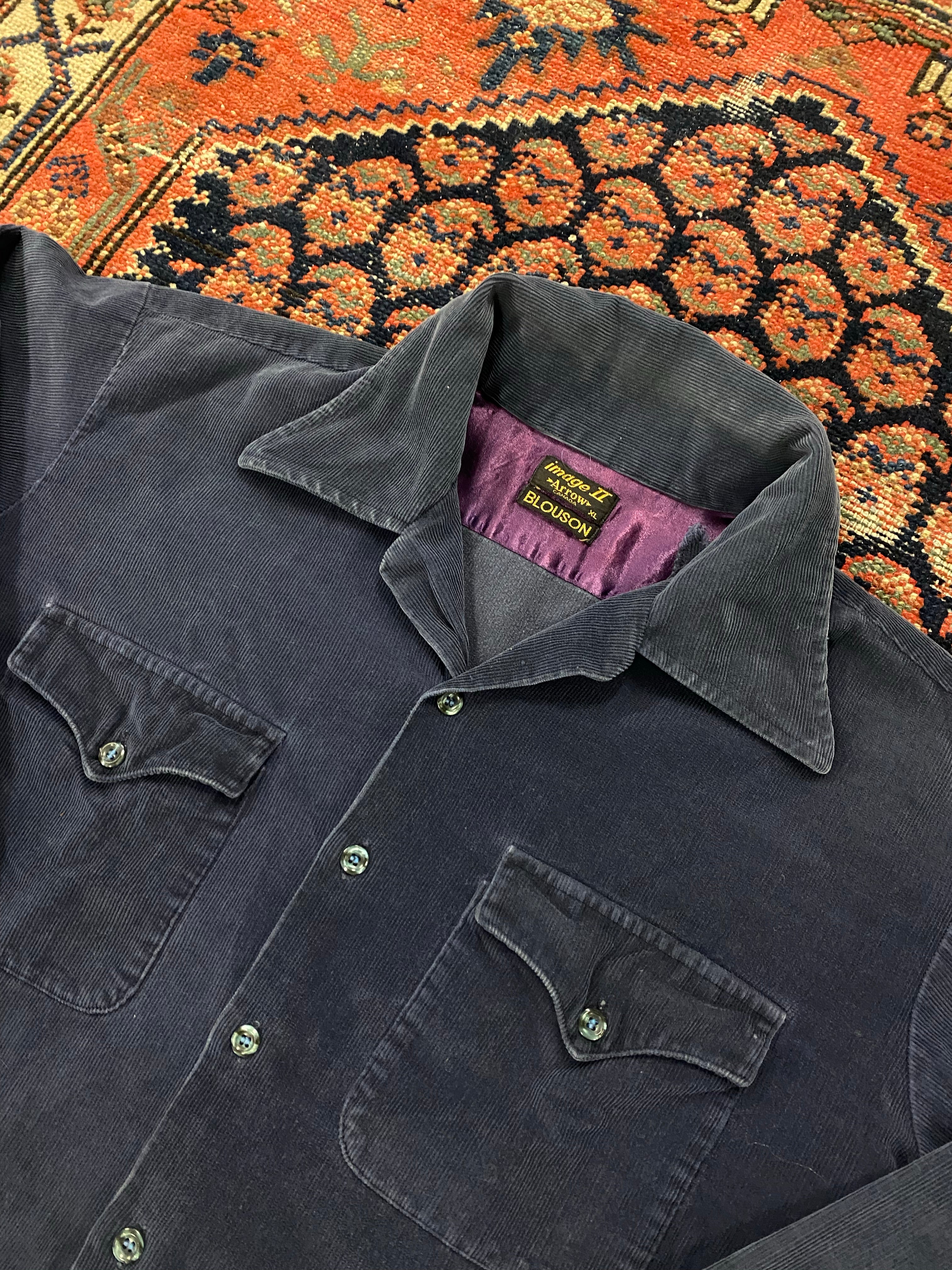Vintage Corduroy Camp Collar Button Up - M