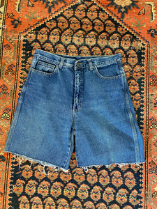 Vintage High Waisted Denim Frayed Shorts - 29in
