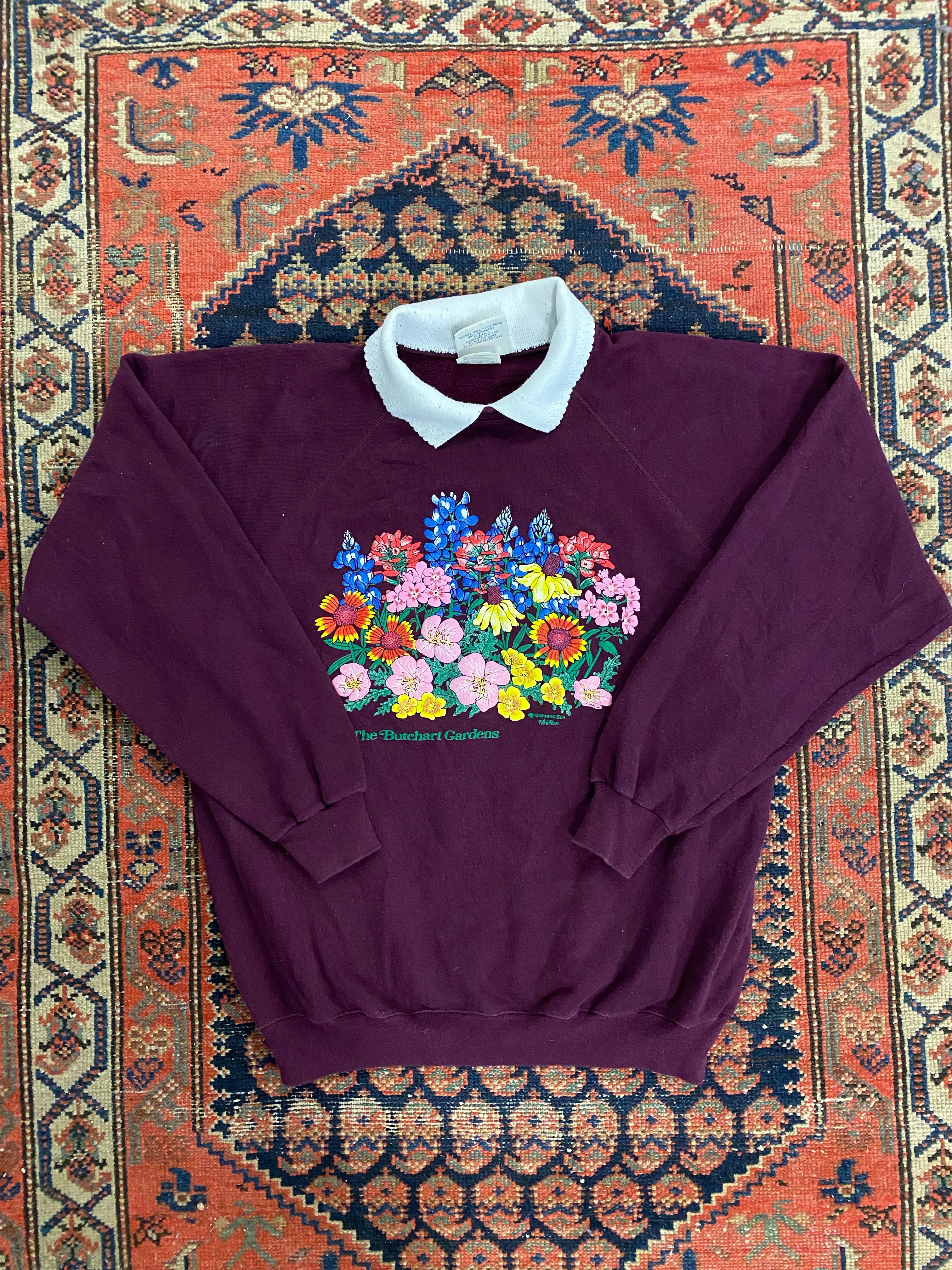 Vintage Flower Collared Crewneck - M