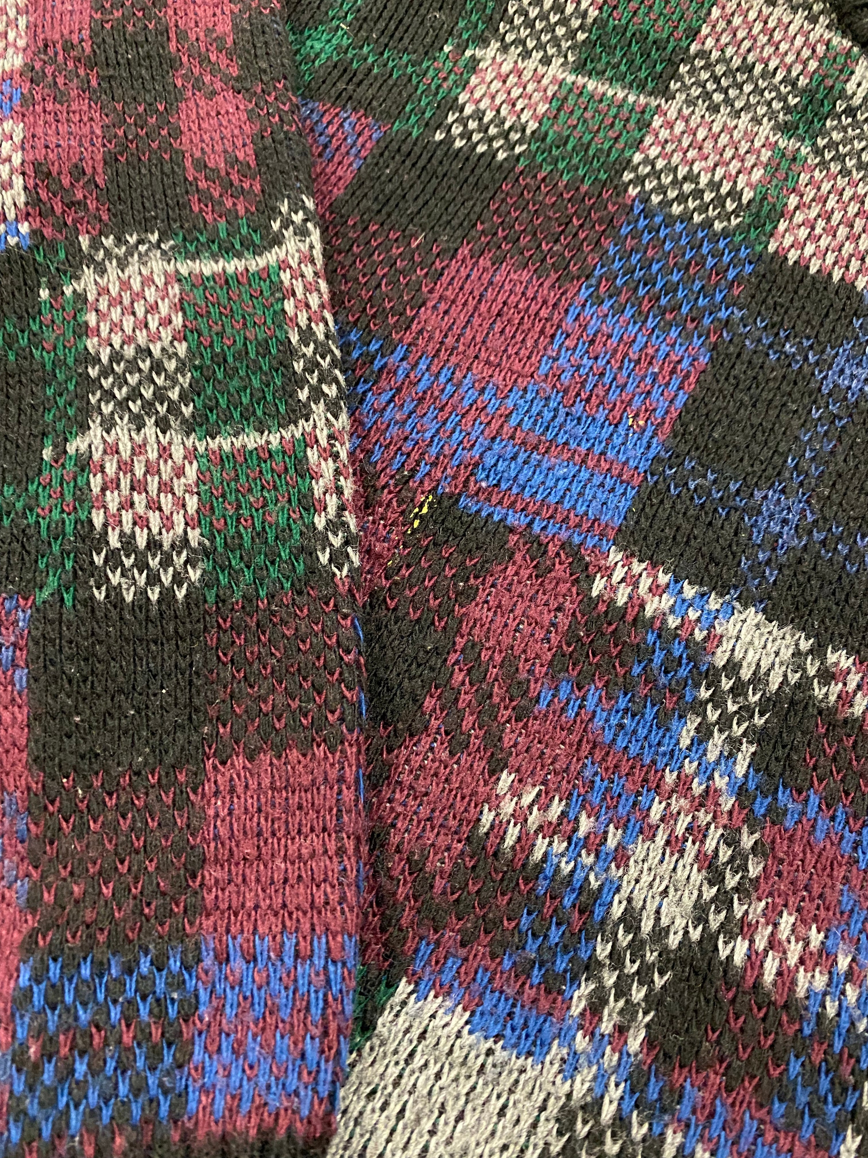 90s Plaid Knit Sweater - S