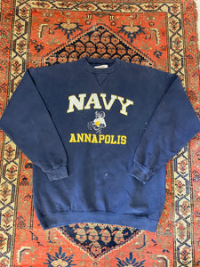 Vintage Navy Annapolis Varsity Crewneck - XL
