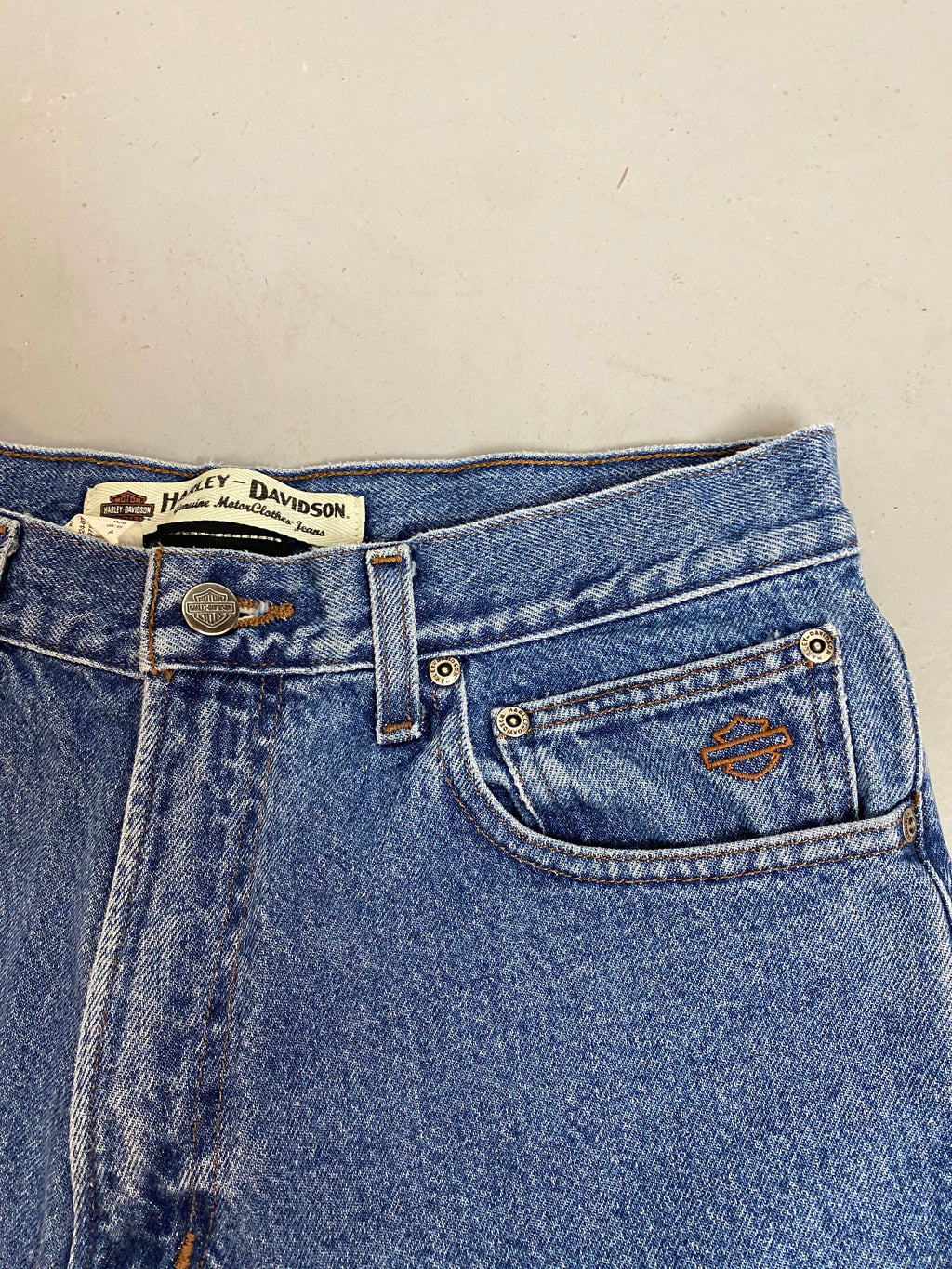 90s High Waisted Harley Davidson Frayed Denim Shorts - 30in