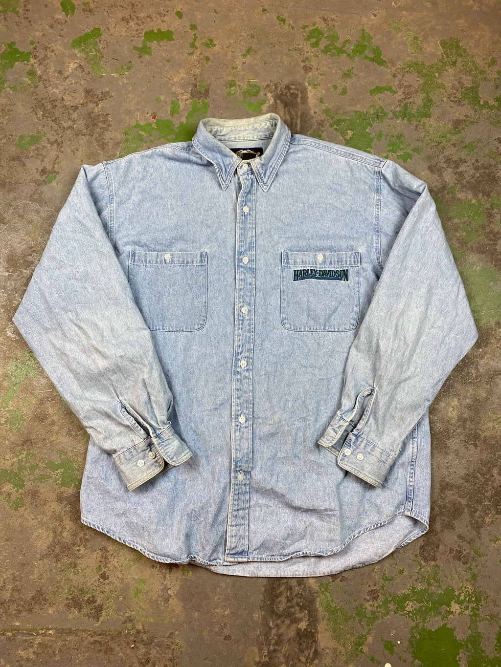 Embroidered Harley button up