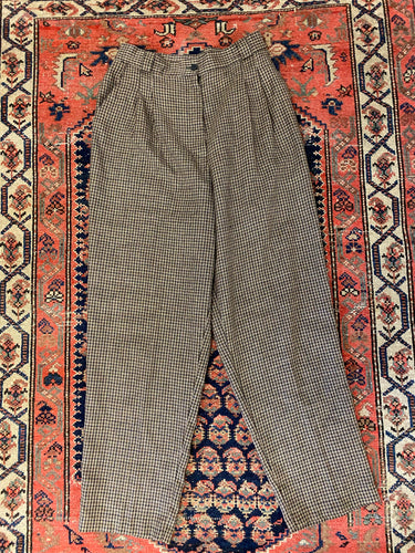 90s High Waisted Plaid Trousers - 28inch