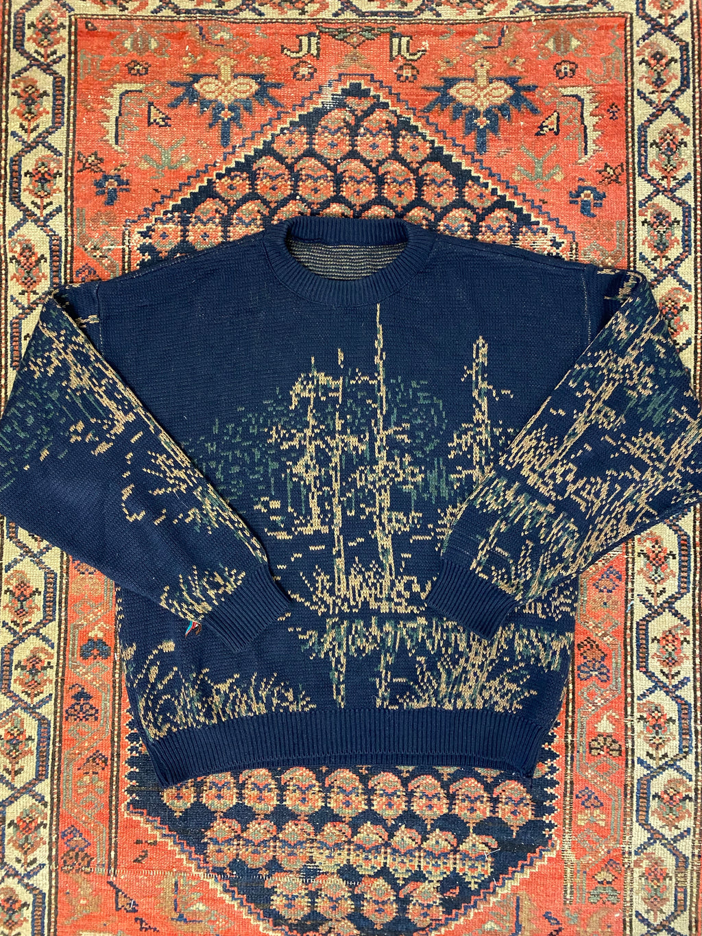 Vintage Embroidered Bird Knit Sweater - L