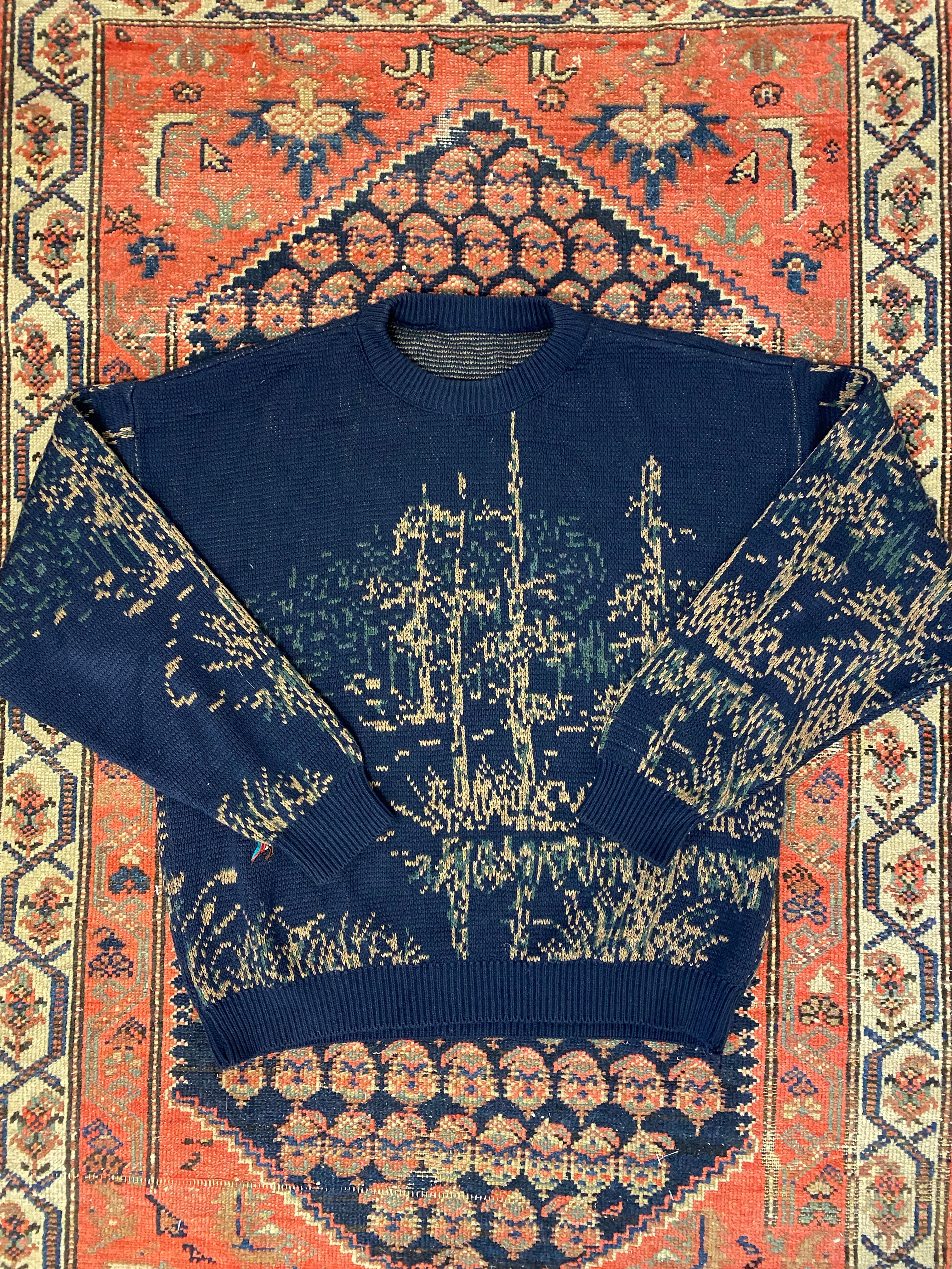 Vintage Embroidered Bird Knit Sweater - L