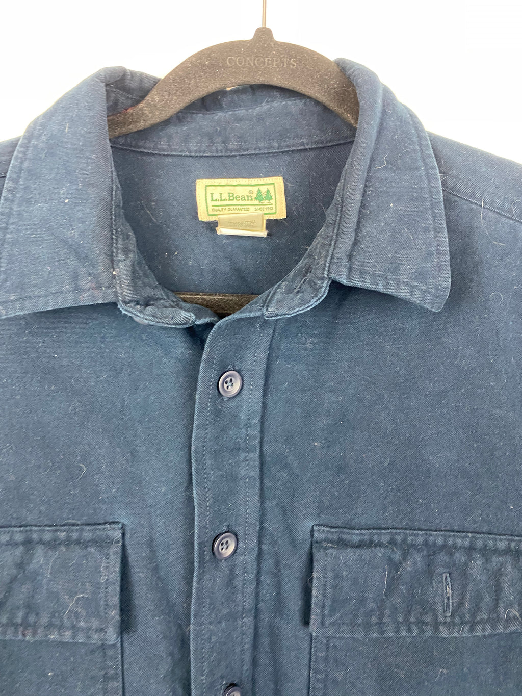 90s navy cotton LL Bean button up