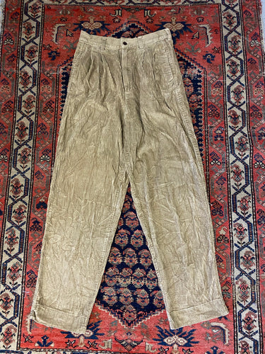 Vintage Thick Corduroy High Waisted Pleated Pants - 28in