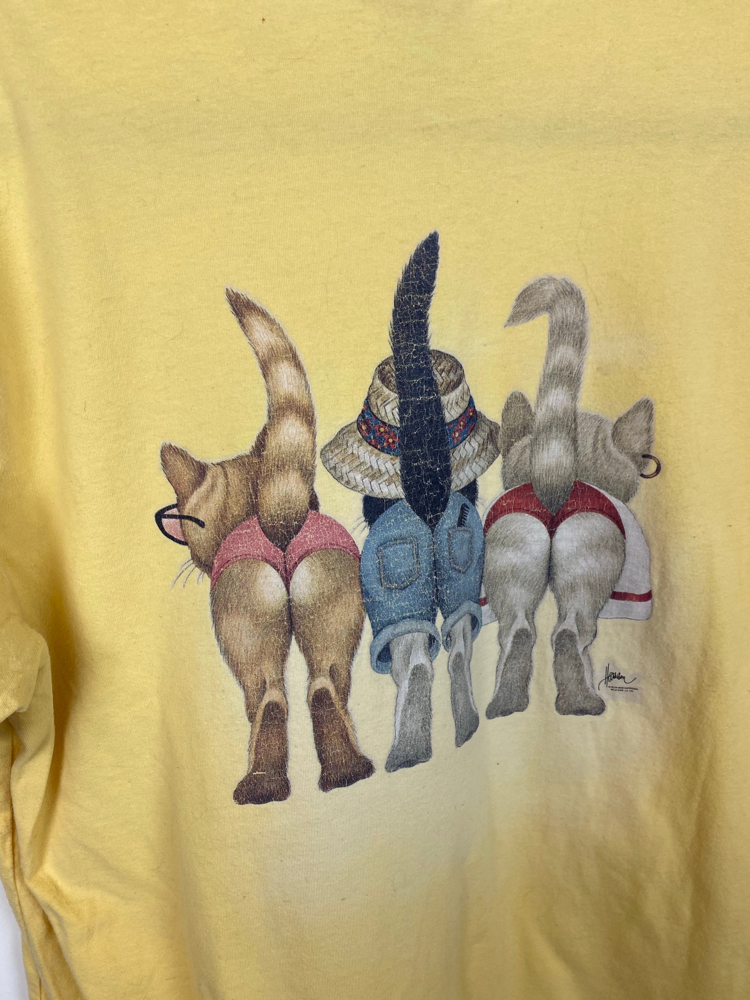 Vintage Front and back yellow CAT t shirt - S