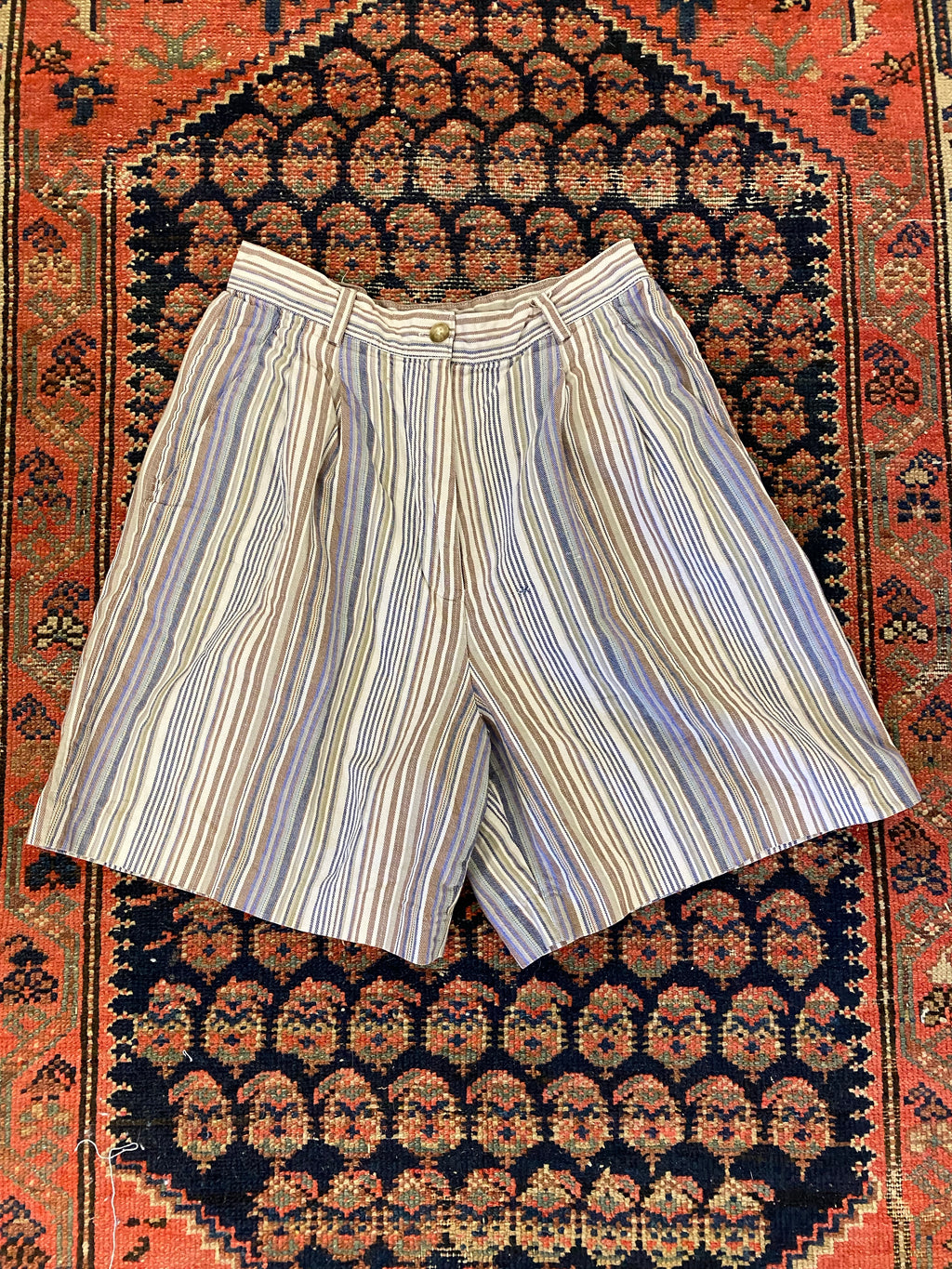 90s Striped High Waisted Shorts - 26in