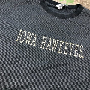 Embroidered striped Iowa hawks t shirt