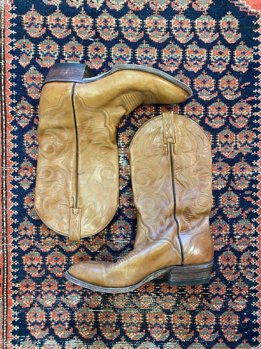 Vintage leather brown cowboy boots - WMNS/10
