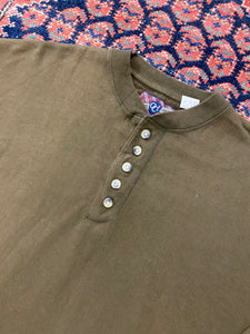 Vintage Brown Henley Shirt - L