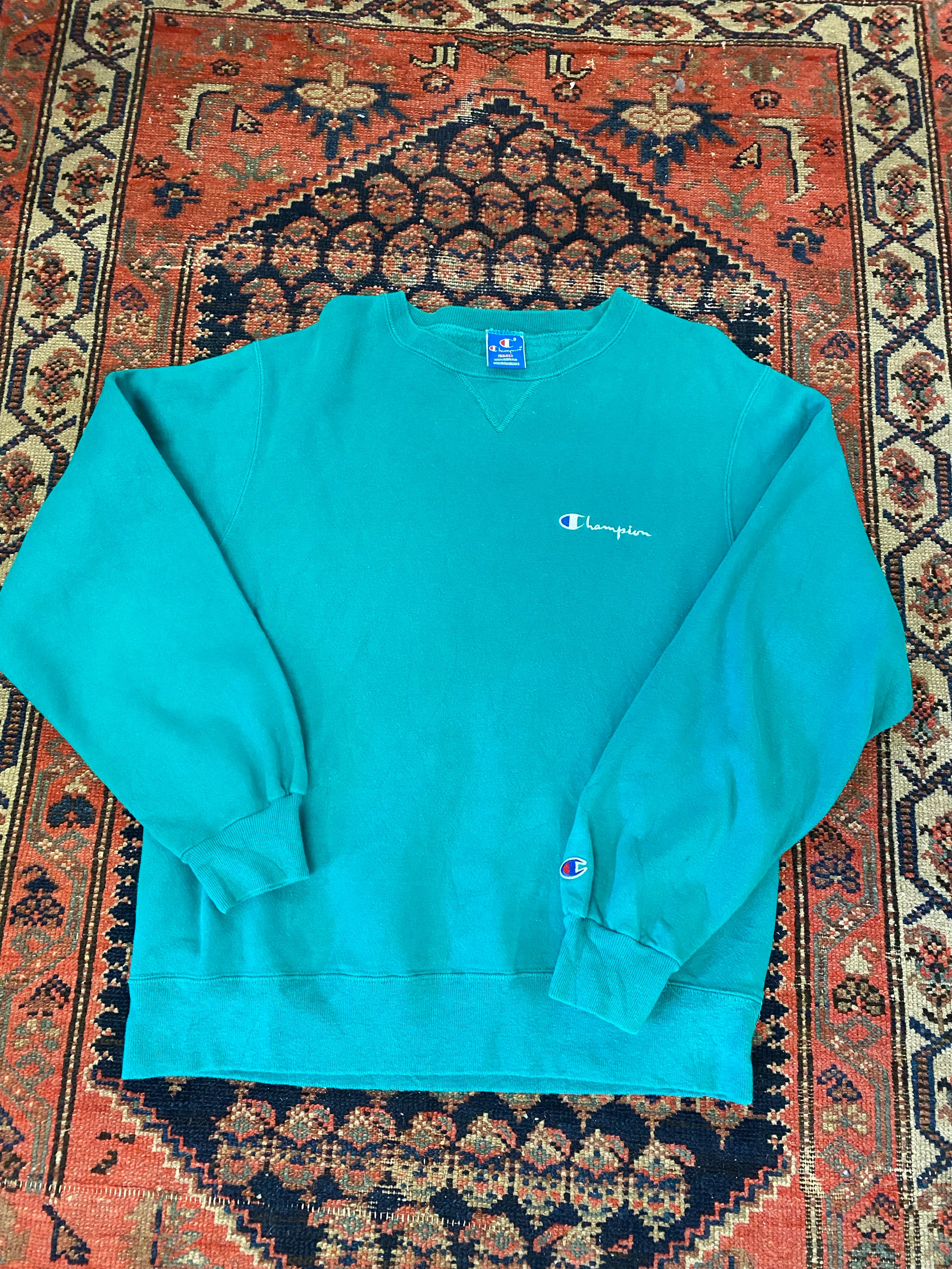 90s Made In USA Champion Script Crewneck - L