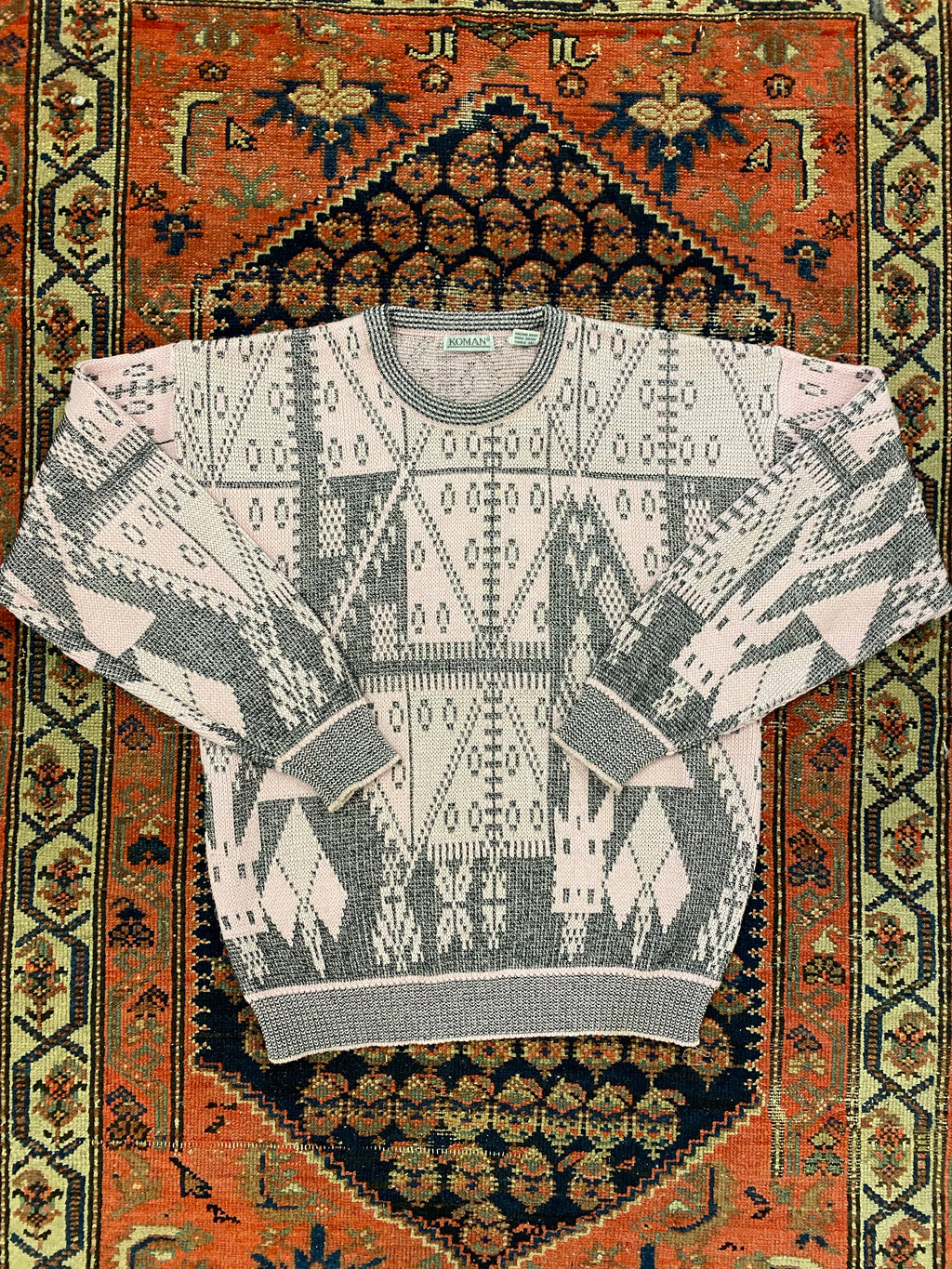 Vintage Pink Knit Sweater - L