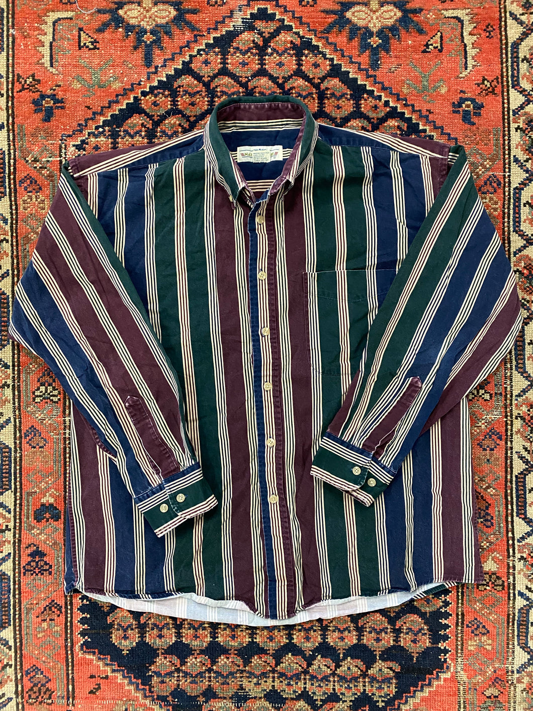 Vintage Striped Button Up Shirt - S/M