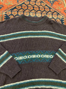 Vintage Striped Knit Sweater - M