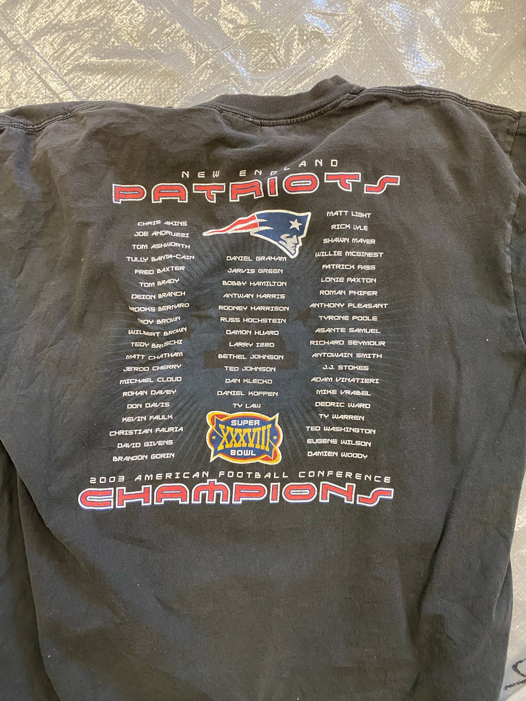 2003 Patriots Champions T Shirt - L