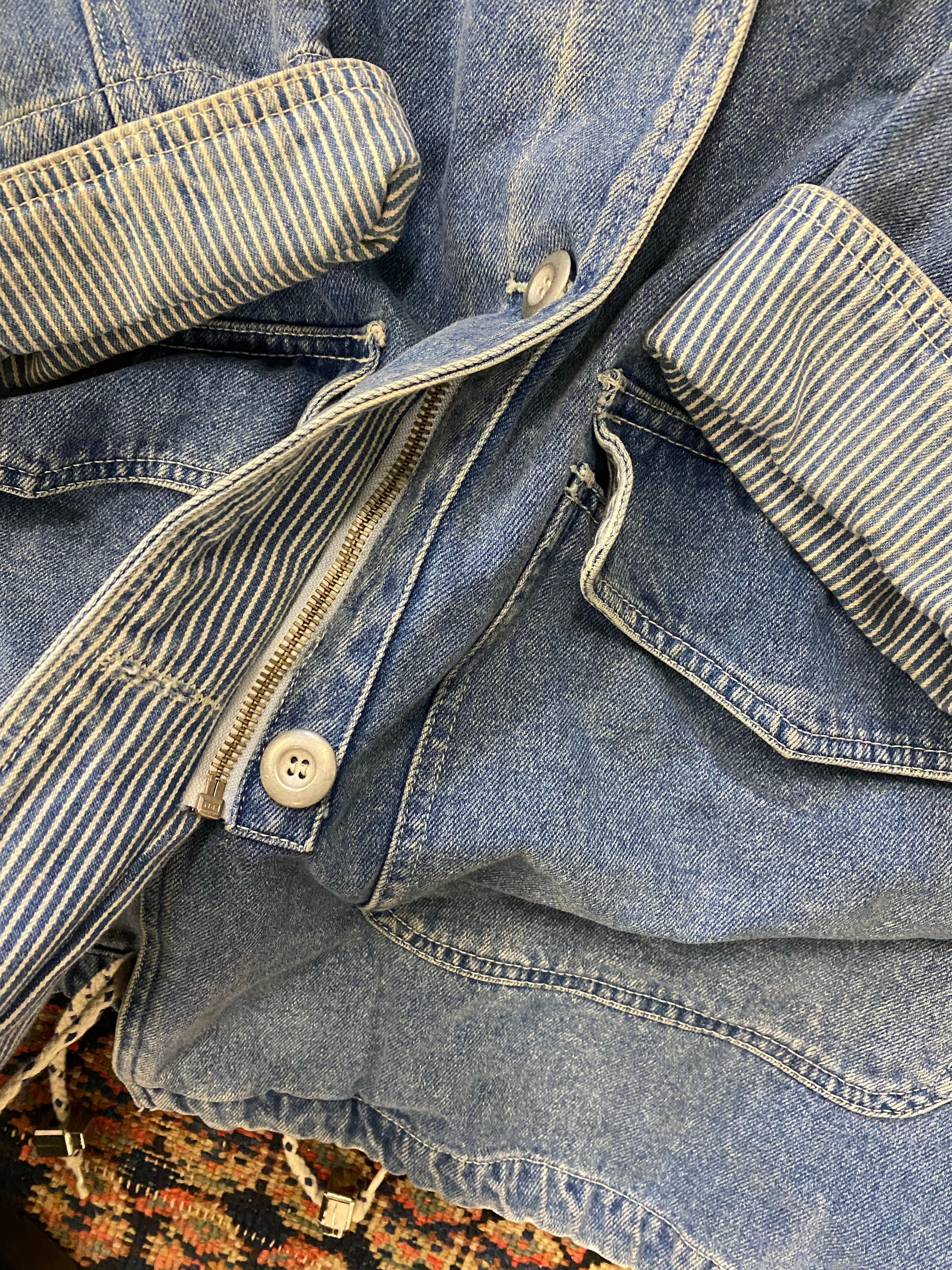 Vintage Hooded Denim Parka - M