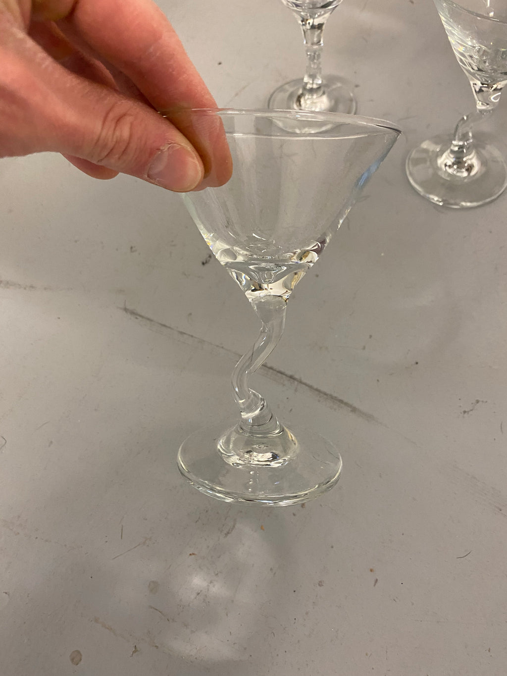 Set of three vintage martini glasses