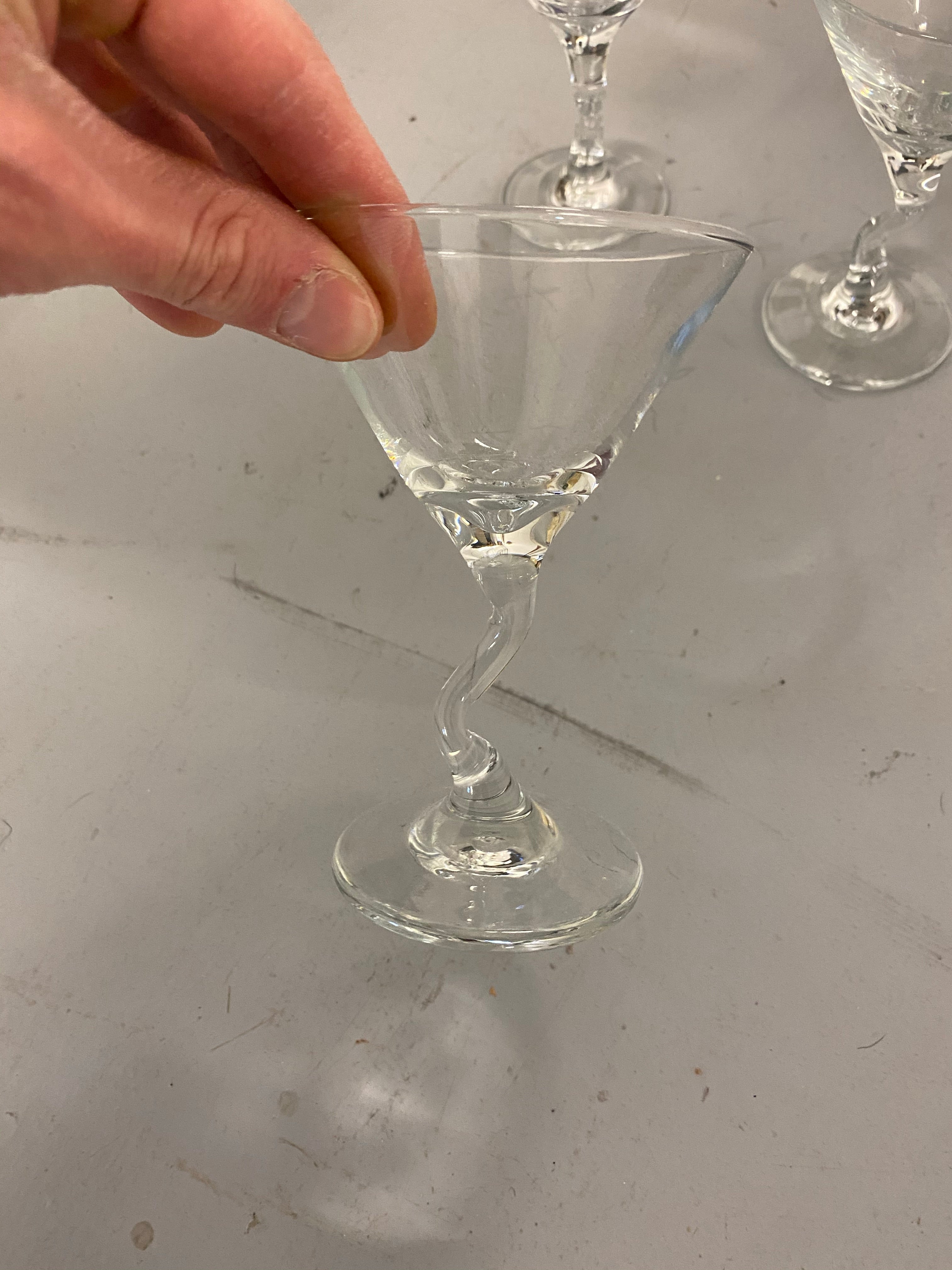 Set of three vintage martini glasses