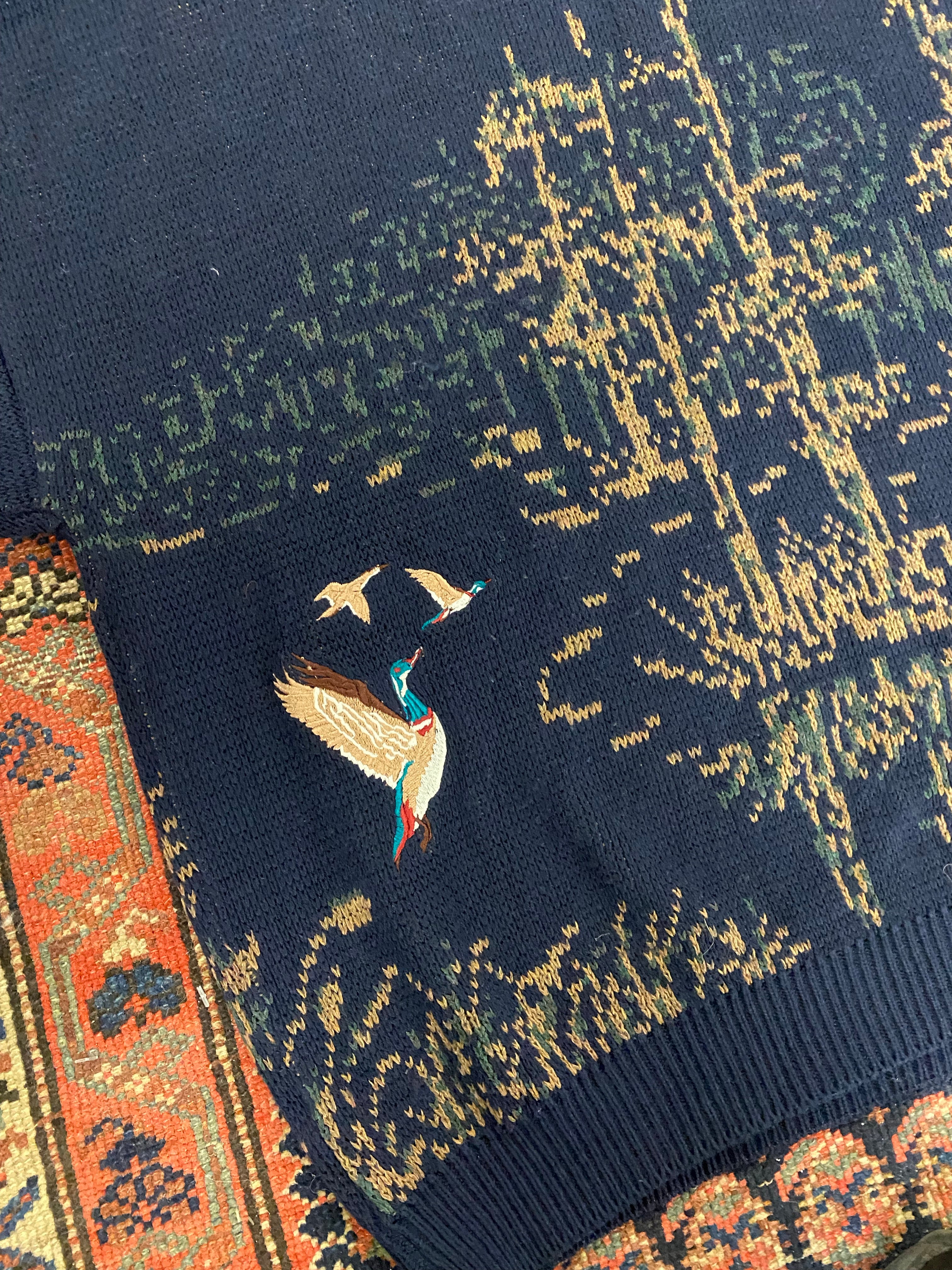 Vintage Embroidered Bird Knit Sweater - L