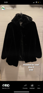 Hooded fur coat
