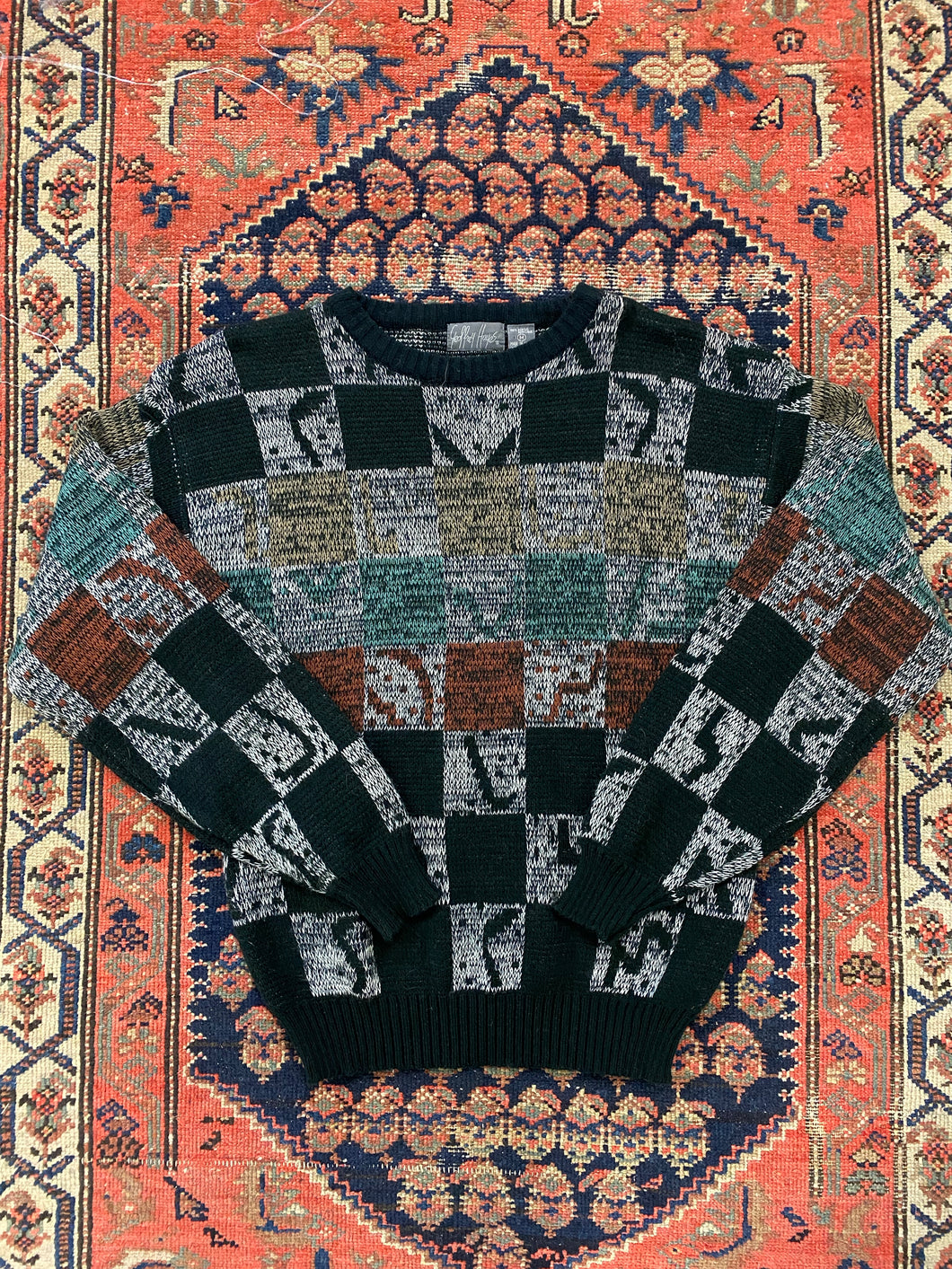 Vintage Patterned Knot Sweater - M/L