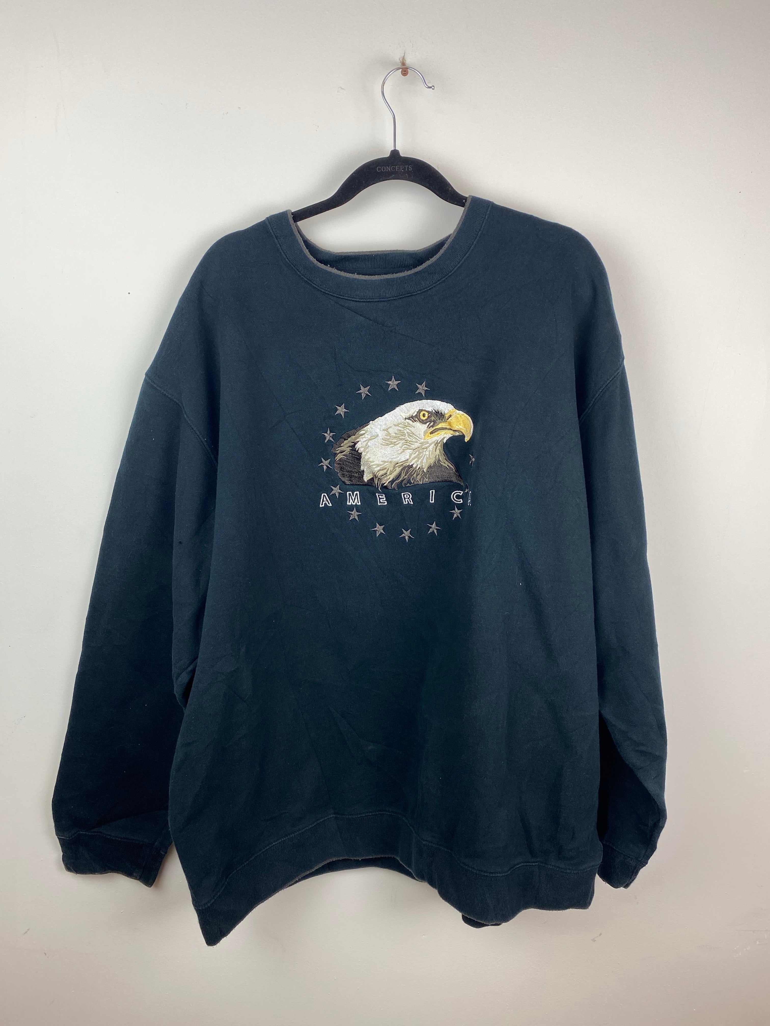 Oversized embroidered America crewneck