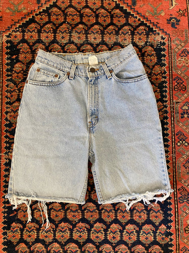 Vintage High Waisted Frayed Levis Denim Shorts - 26in