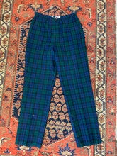 Load image into Gallery viewer, 90s Plaid High Waisted Wool Trousers - 27inches