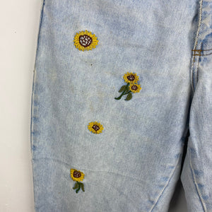 Embroidered daisy high waisted denim
