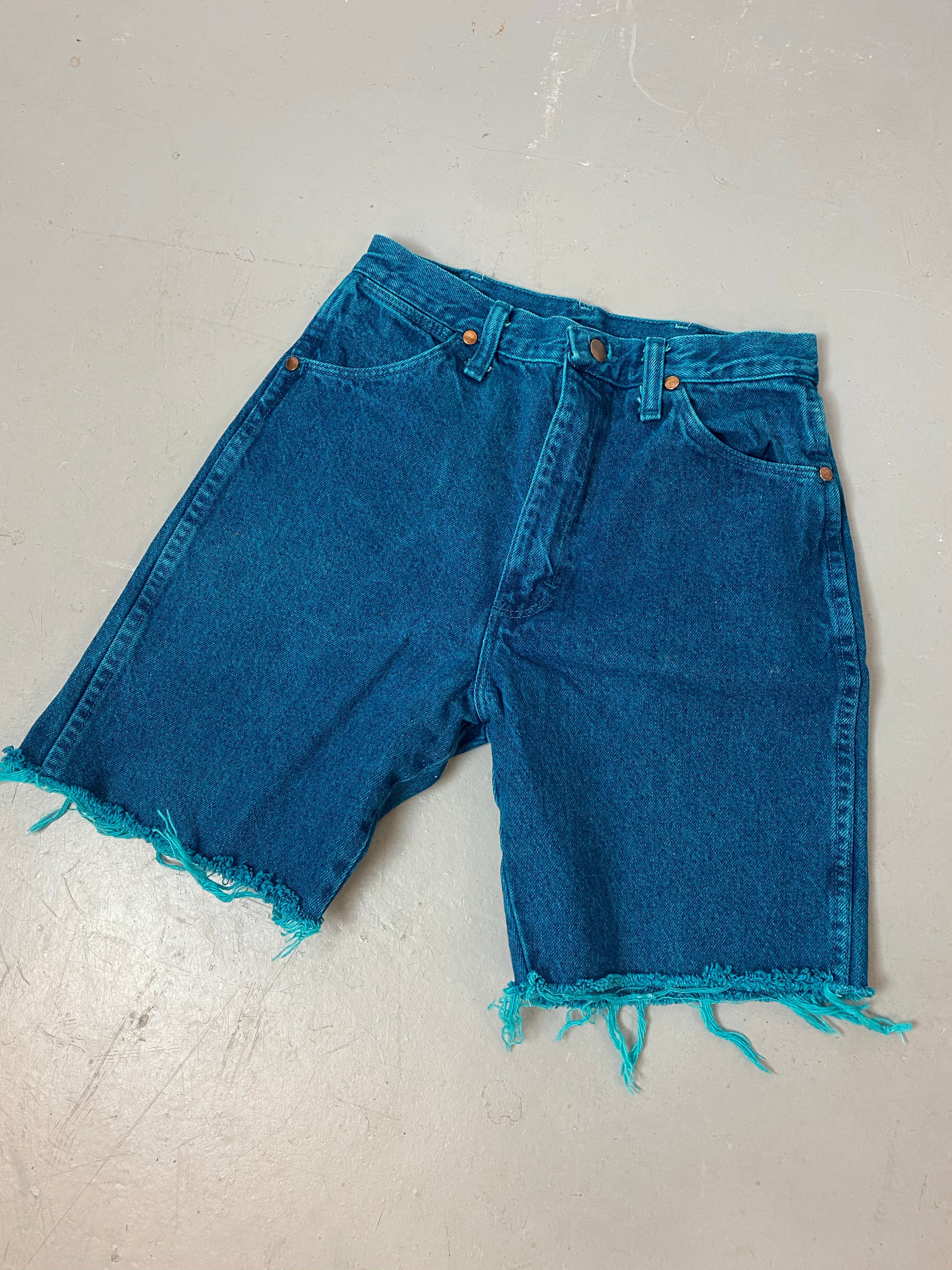Vintage High Waisted Frayed Wrangler Denim Shorts - 27in