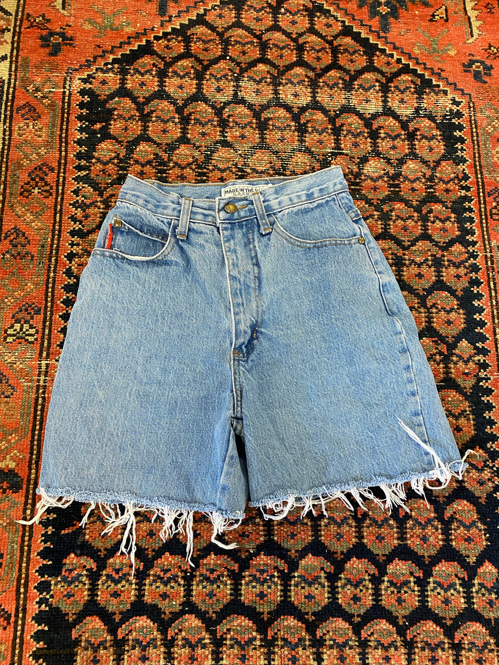 90s Made In The Shade High Waisted Frayed Denim Shorts - 24in