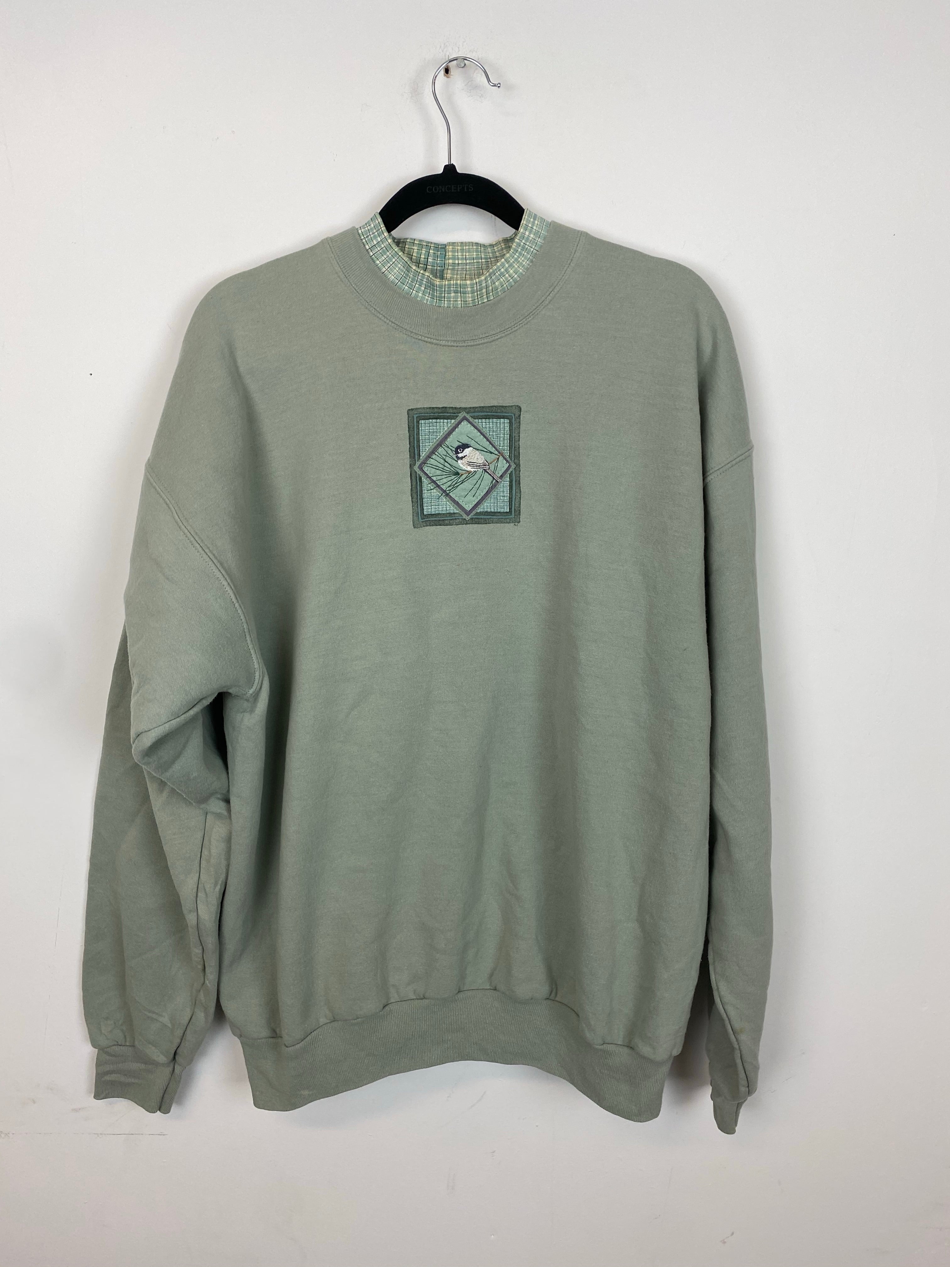 Vintage embroidered bird crewneck - L