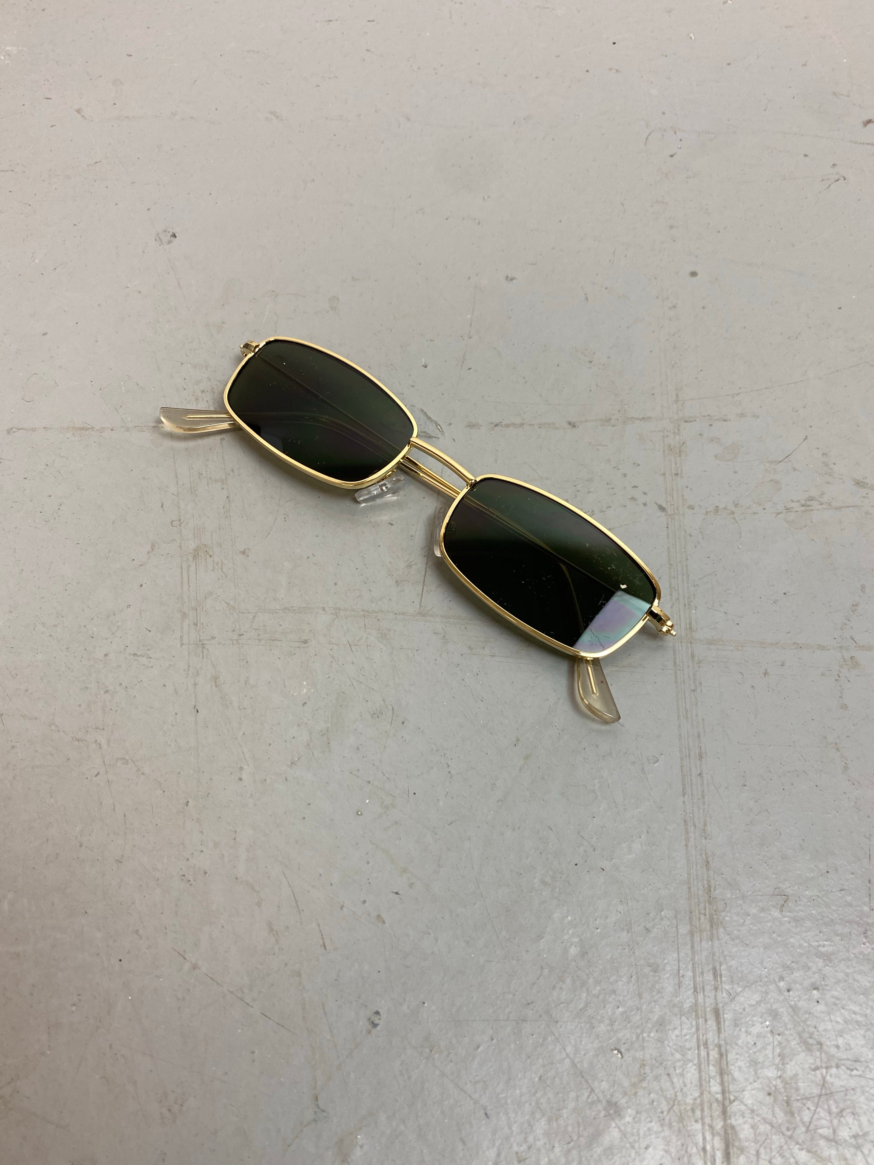 Square Gold Framed Black Tinted Sunglasses