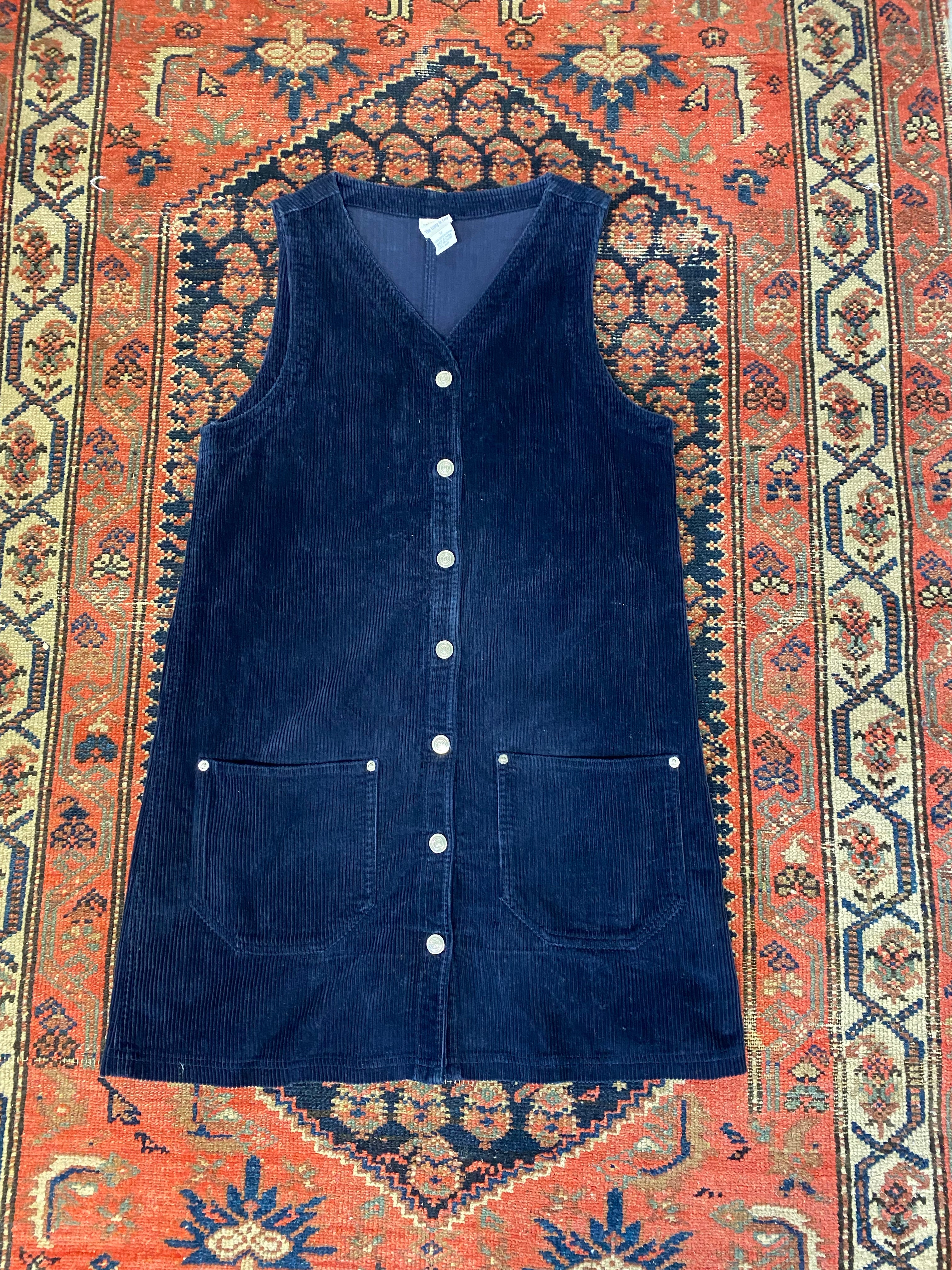 Vintage Navy Corduroy Dress - M