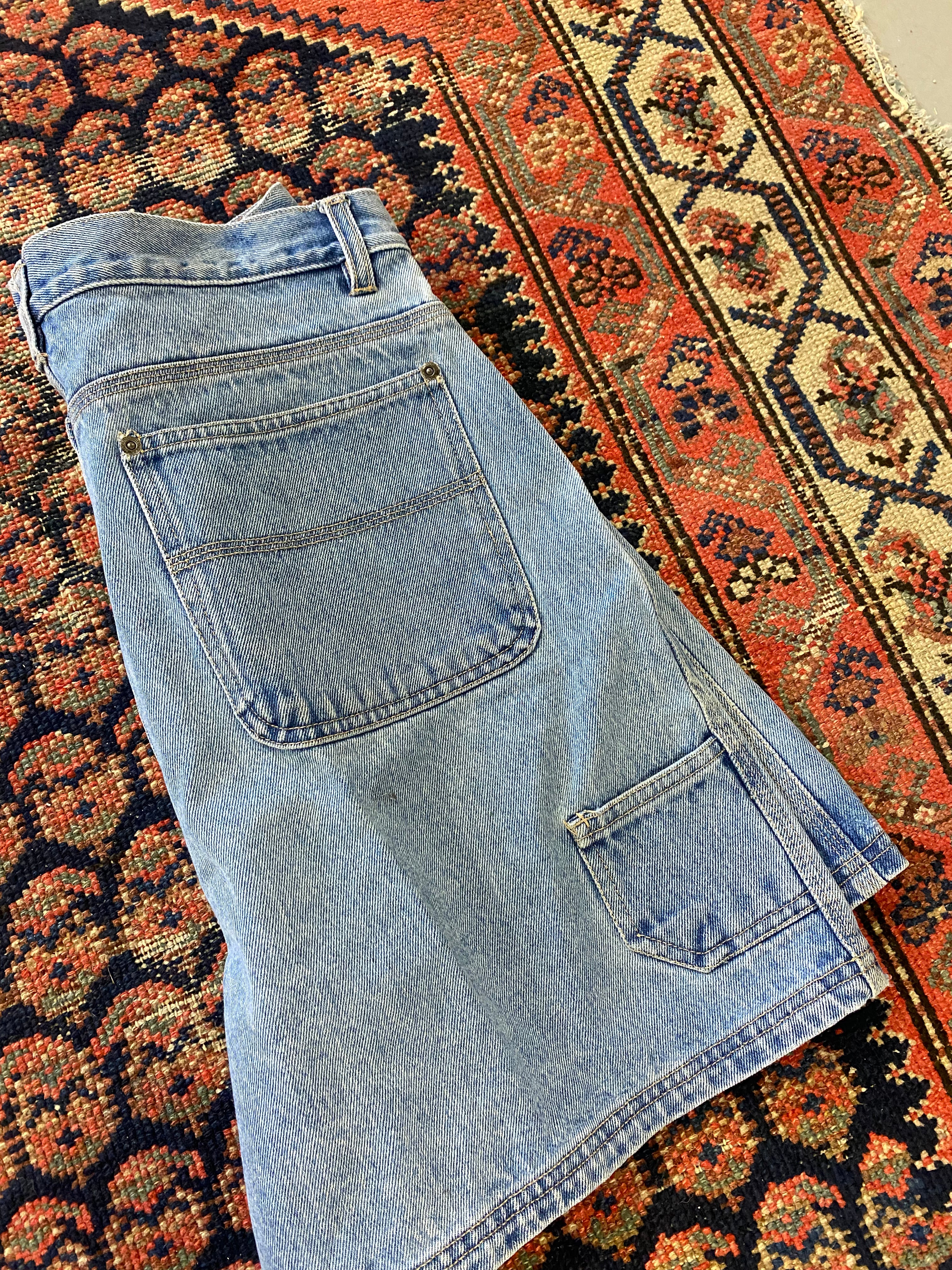 Vintage High Waisted Carpenter Denim Shorts - 30IN/W
