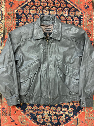 Vintage Leather Bomber Jacket - S
