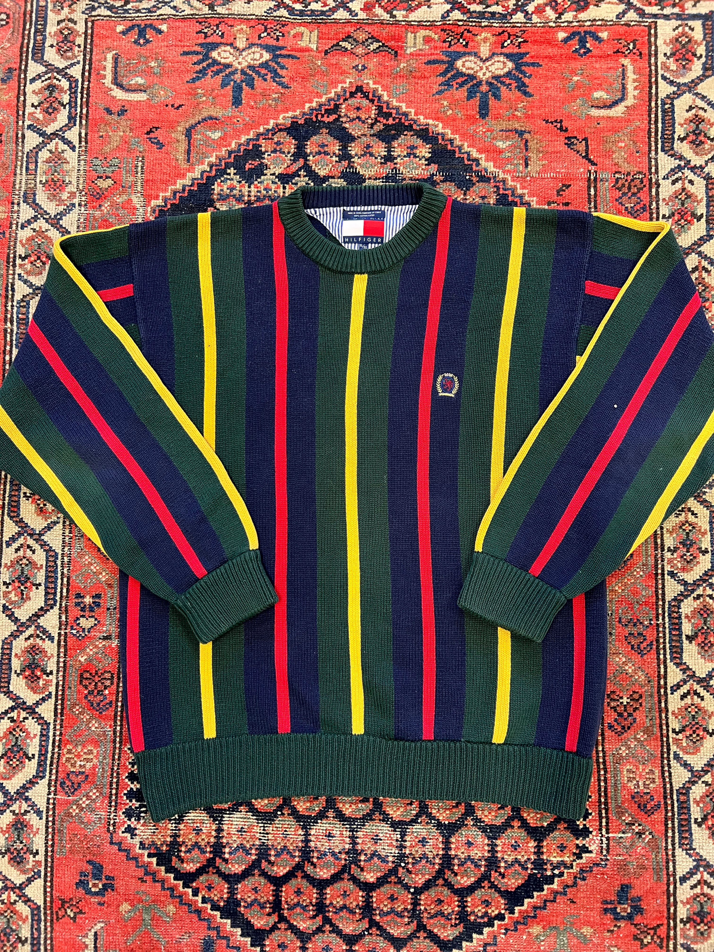 VINTAGE STRIPED KNIT TOMMY SWEATER - XL