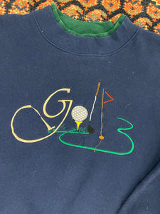 Vintage Embroidered Mock-neck Golf Crewneck - S/M
