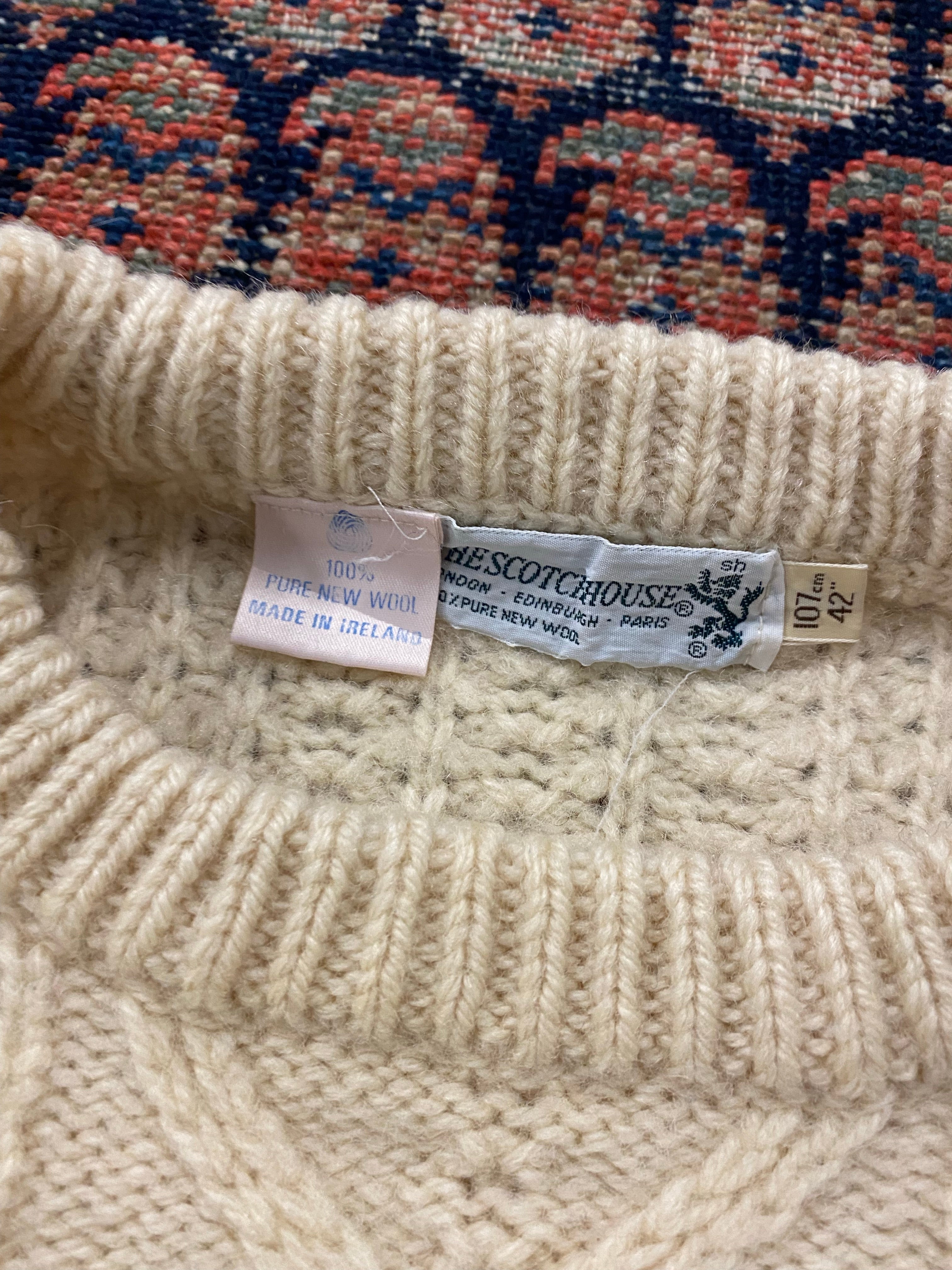 Vintage Wool Cable Knit Sweater - S