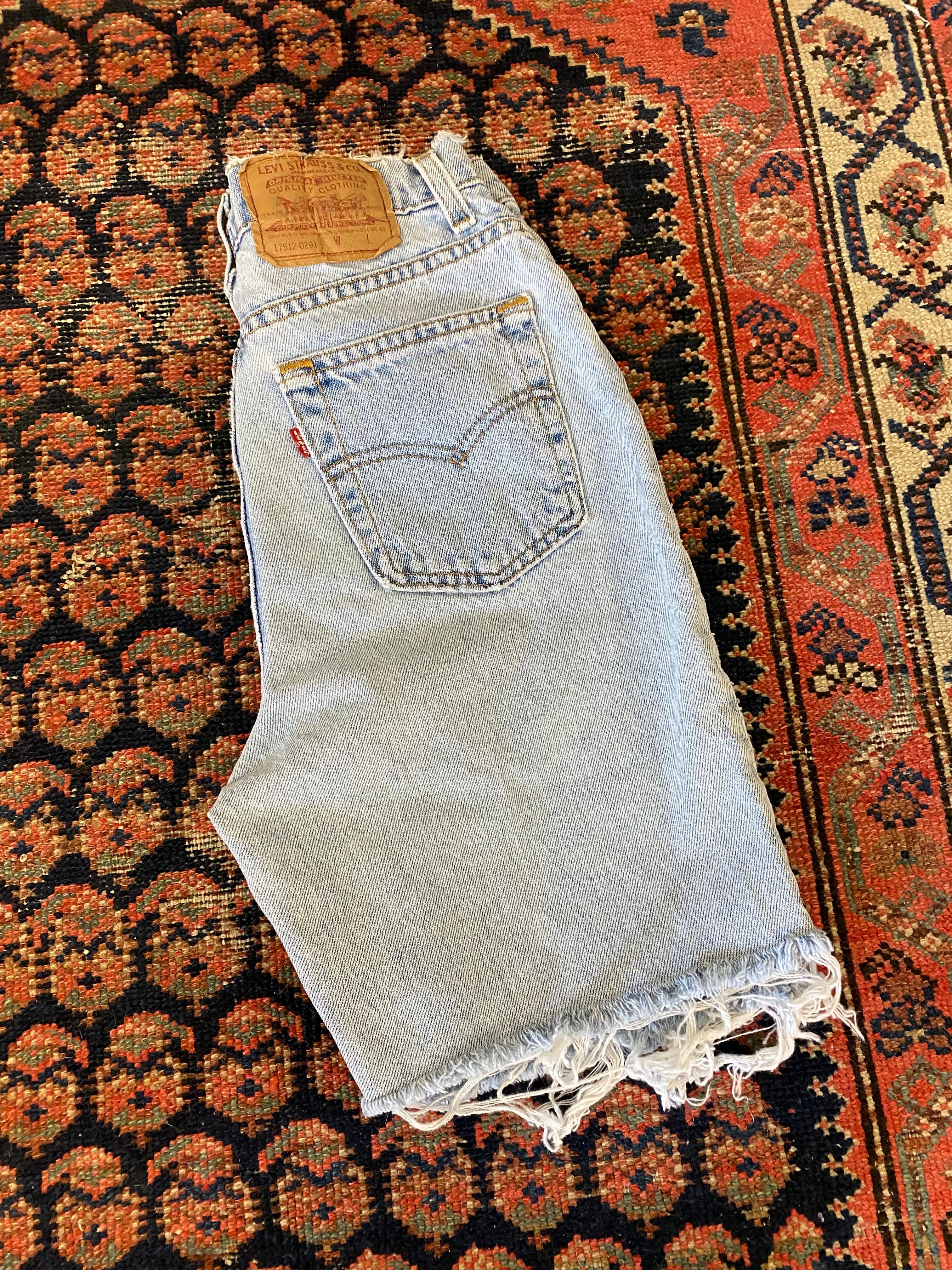 Vintage High Waisted Frayed Levis Denim Shorts - 26in