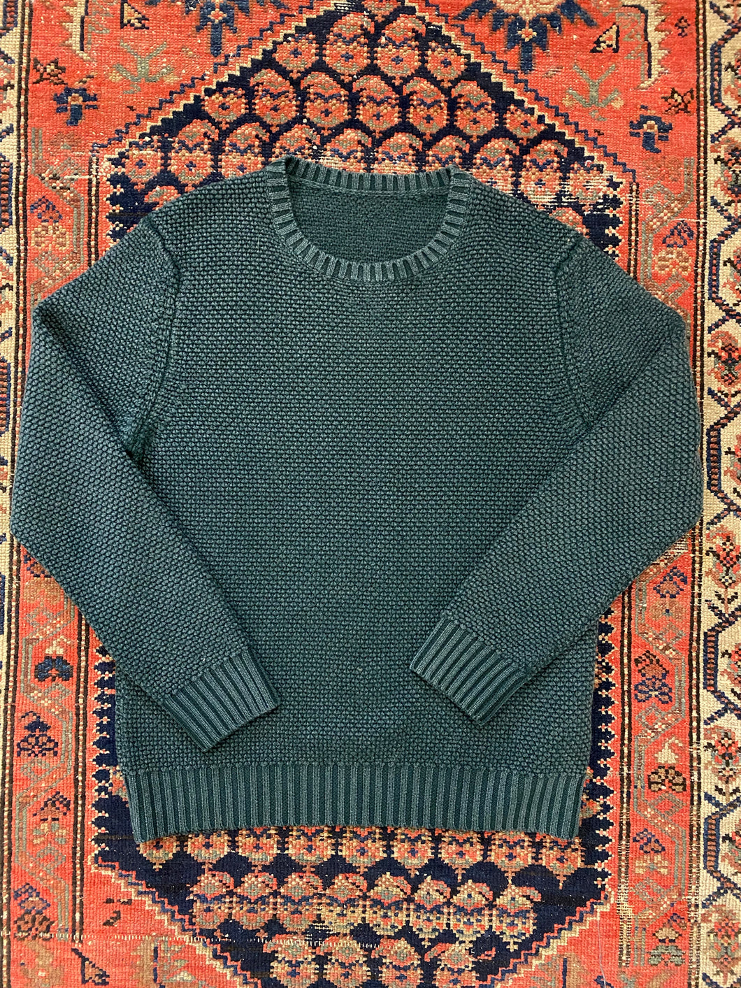 Vintage Teal Stone Wash Knit Sweater - M