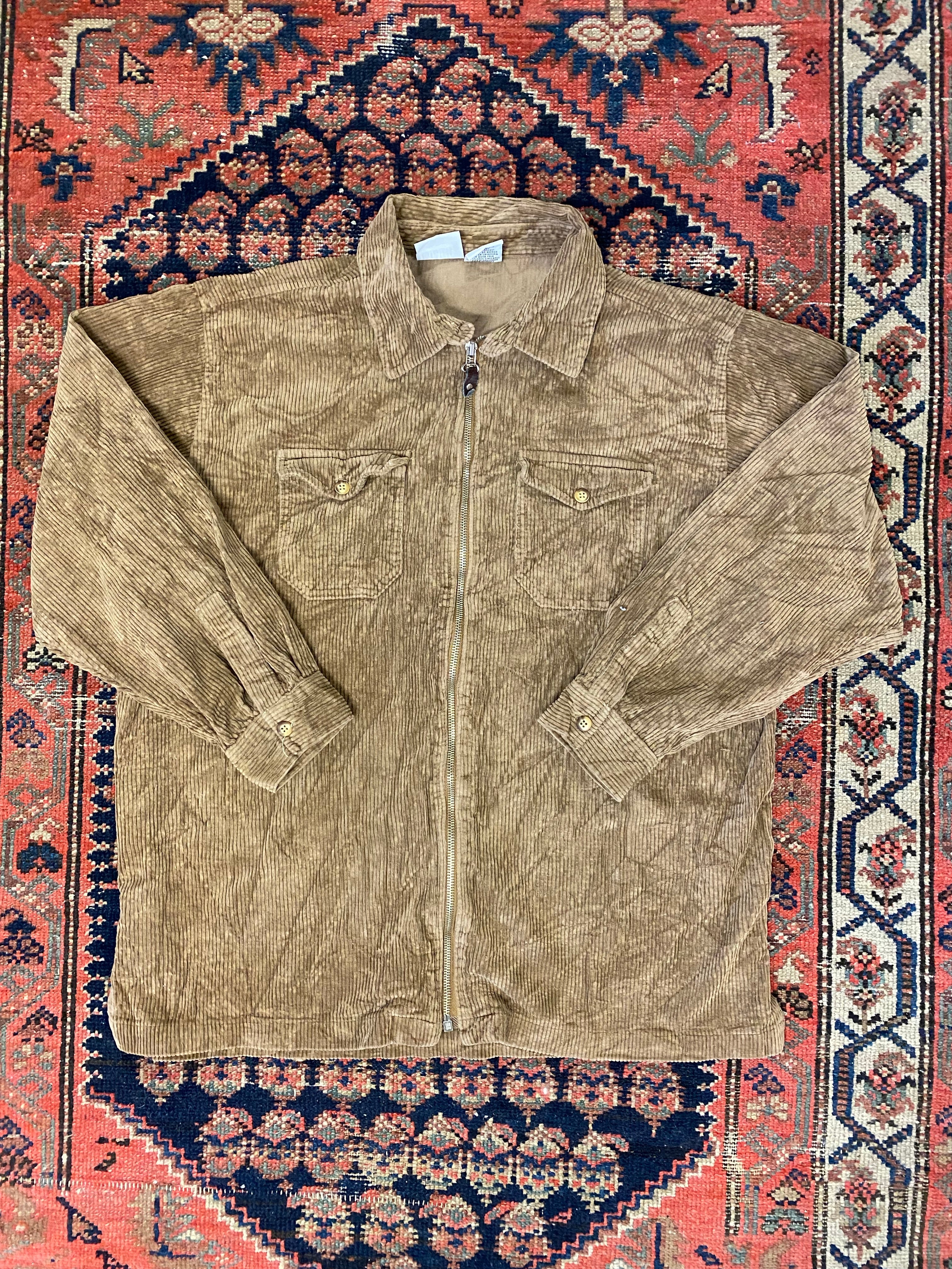 Vintage Brown Corduroy FullZip Shirt - M