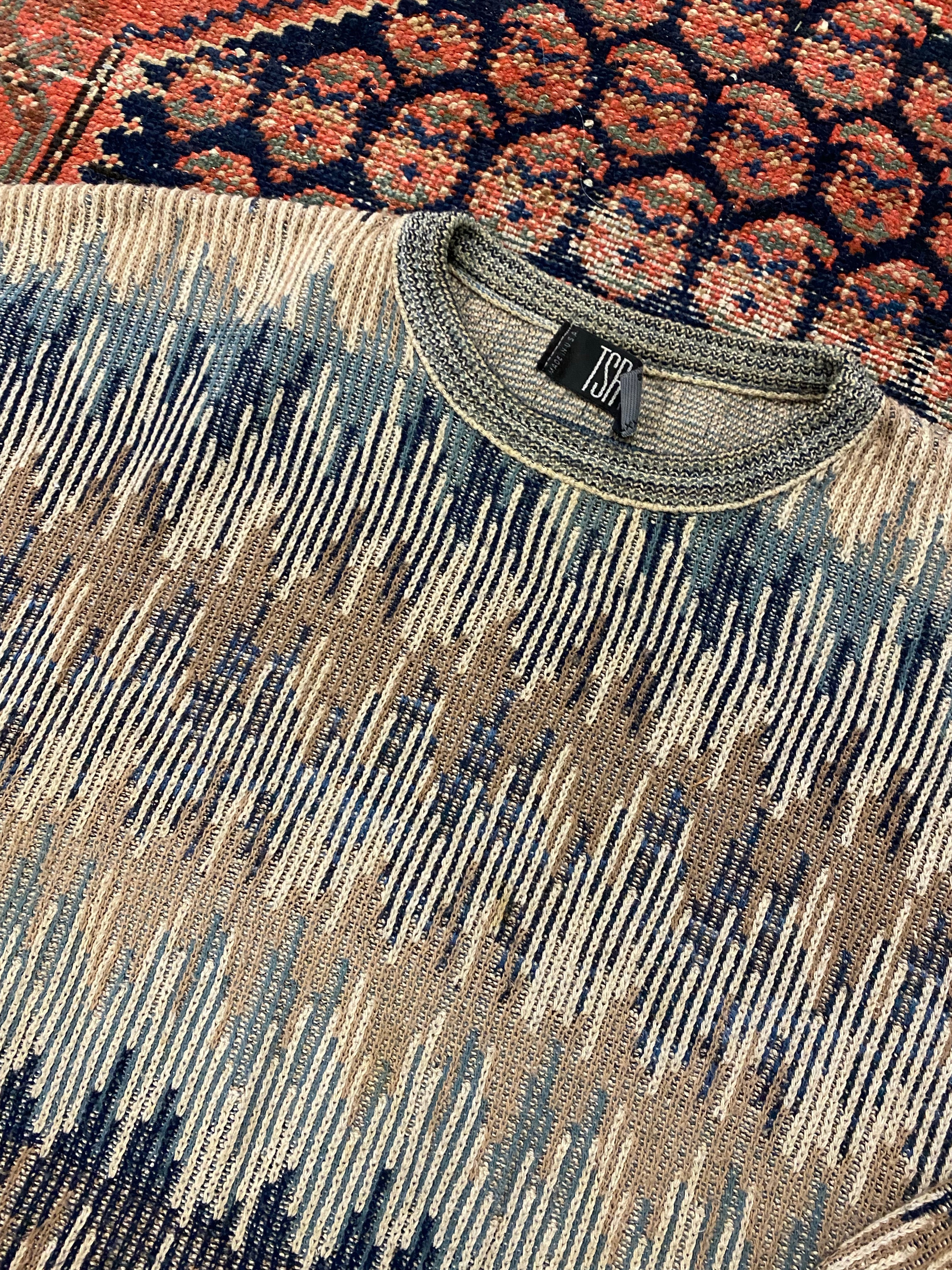 Vintage Patterned Knit Sweater - XL