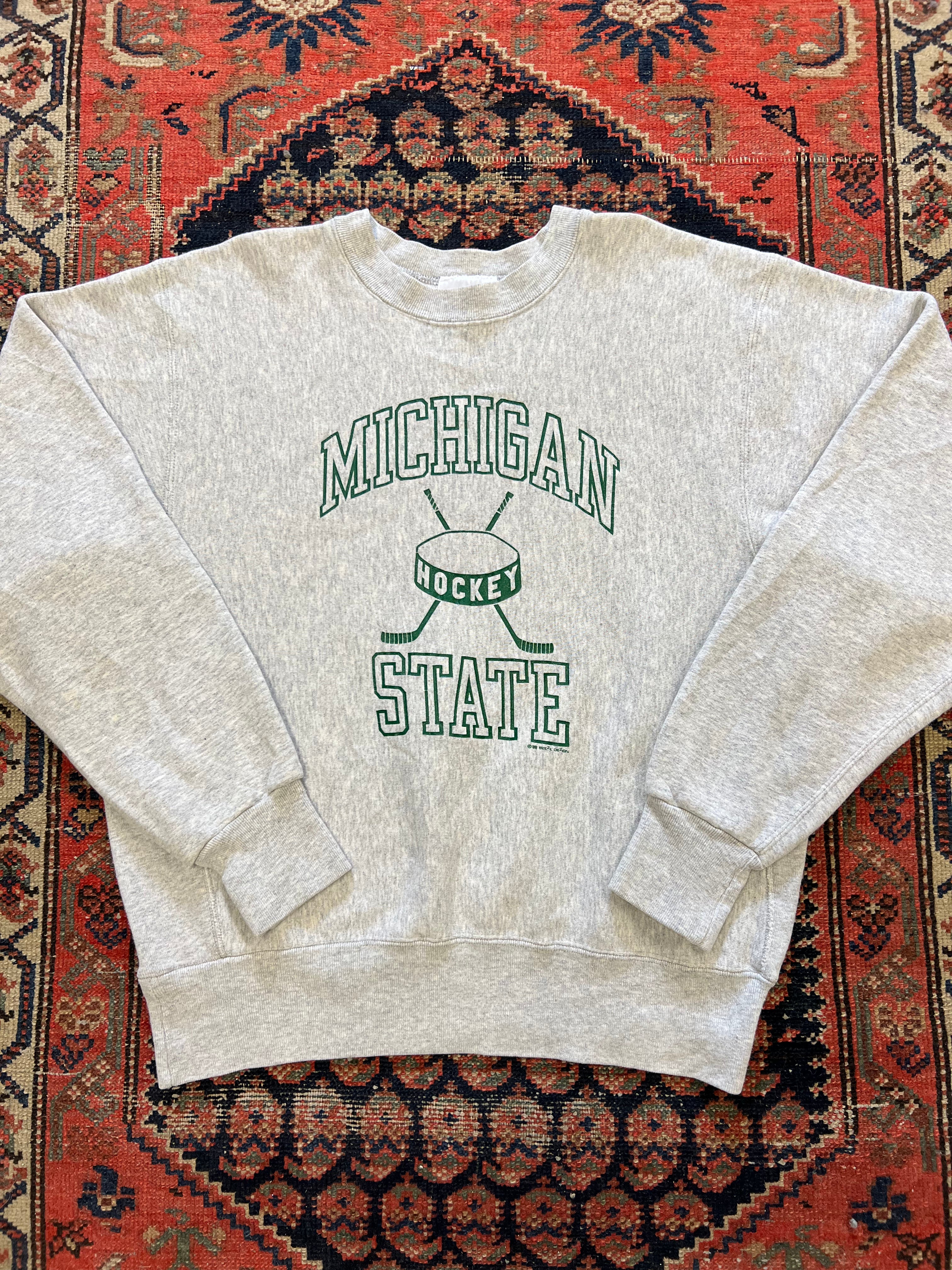 VINTAGE MICHIGAN HOCKEY CREWNECK - LARGE