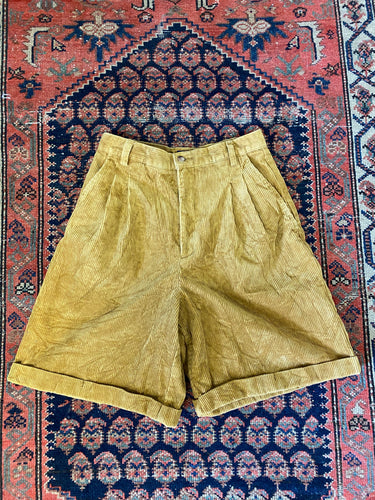 Vintage High Waisted Corduroy Cuffed Shorts - 28in